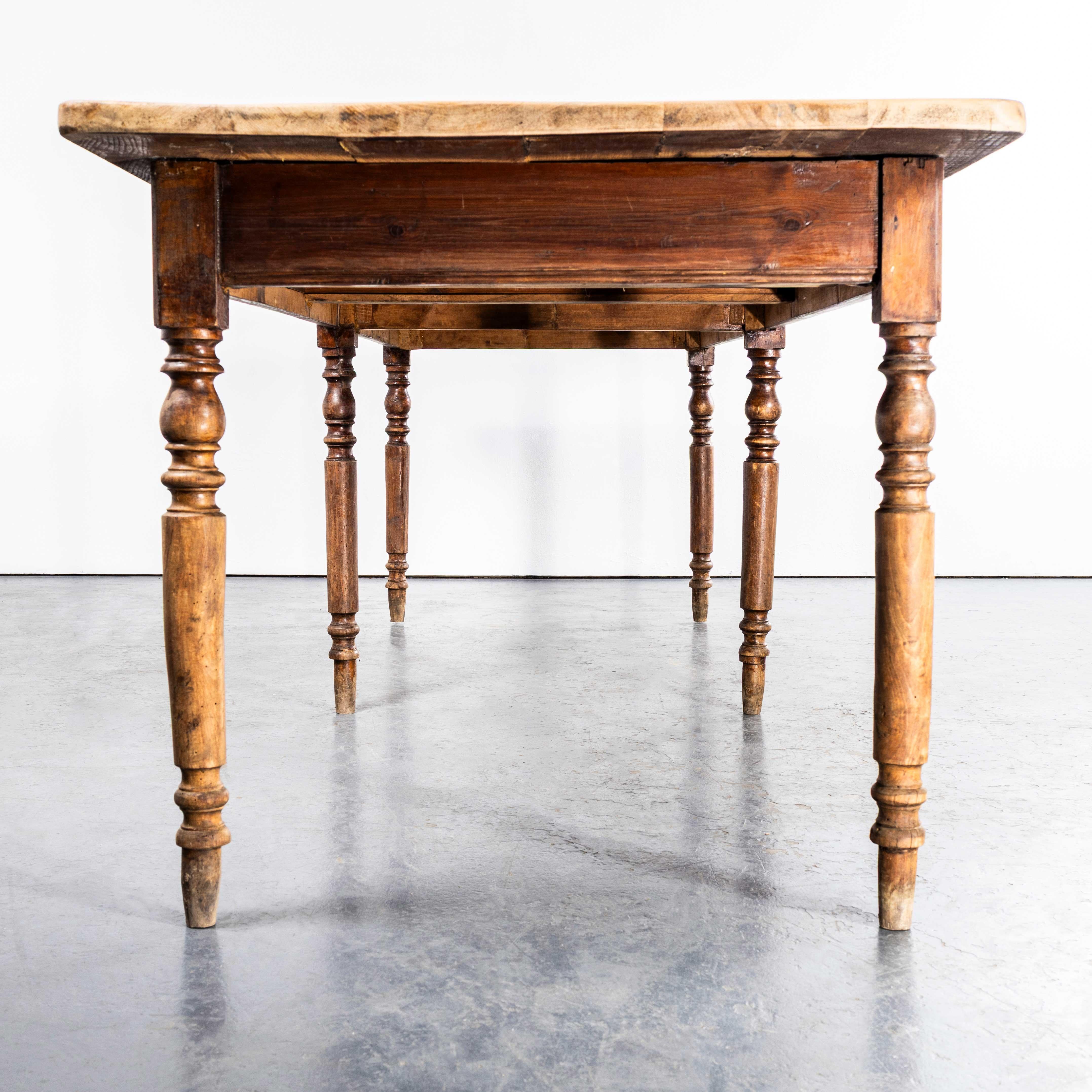 1950's French Planked Top Pine Farmhouse Table For Sale 3