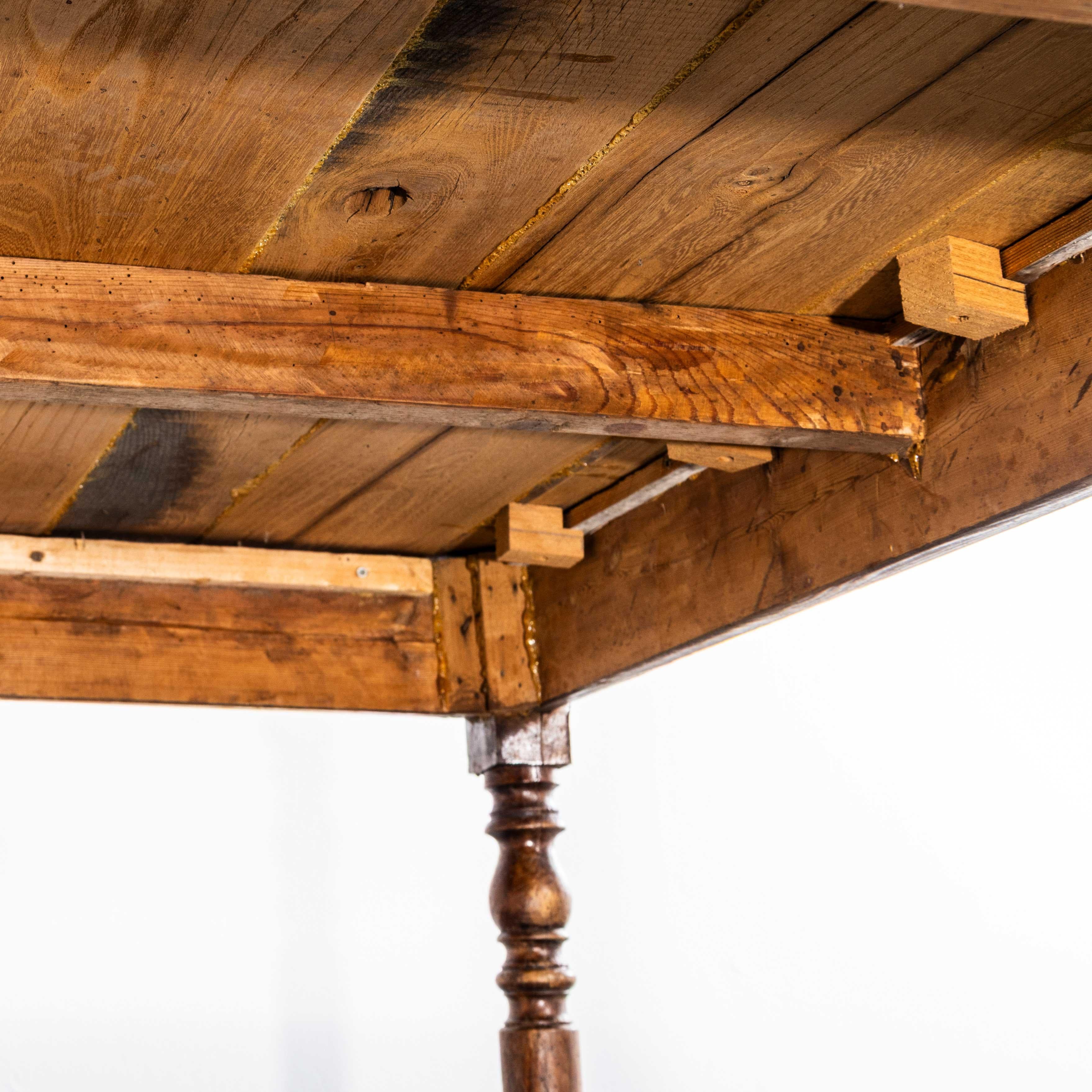 1950's French Planked Top Pine Farmhouse Table For Sale 5