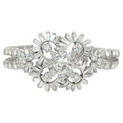 1950s French Platinum Diamond Floral Bracelet
