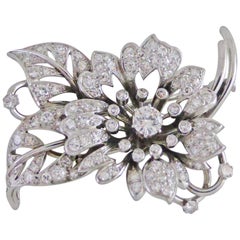 french flowers brisbane city 1950s French Platinum Diamond Flower Brooch