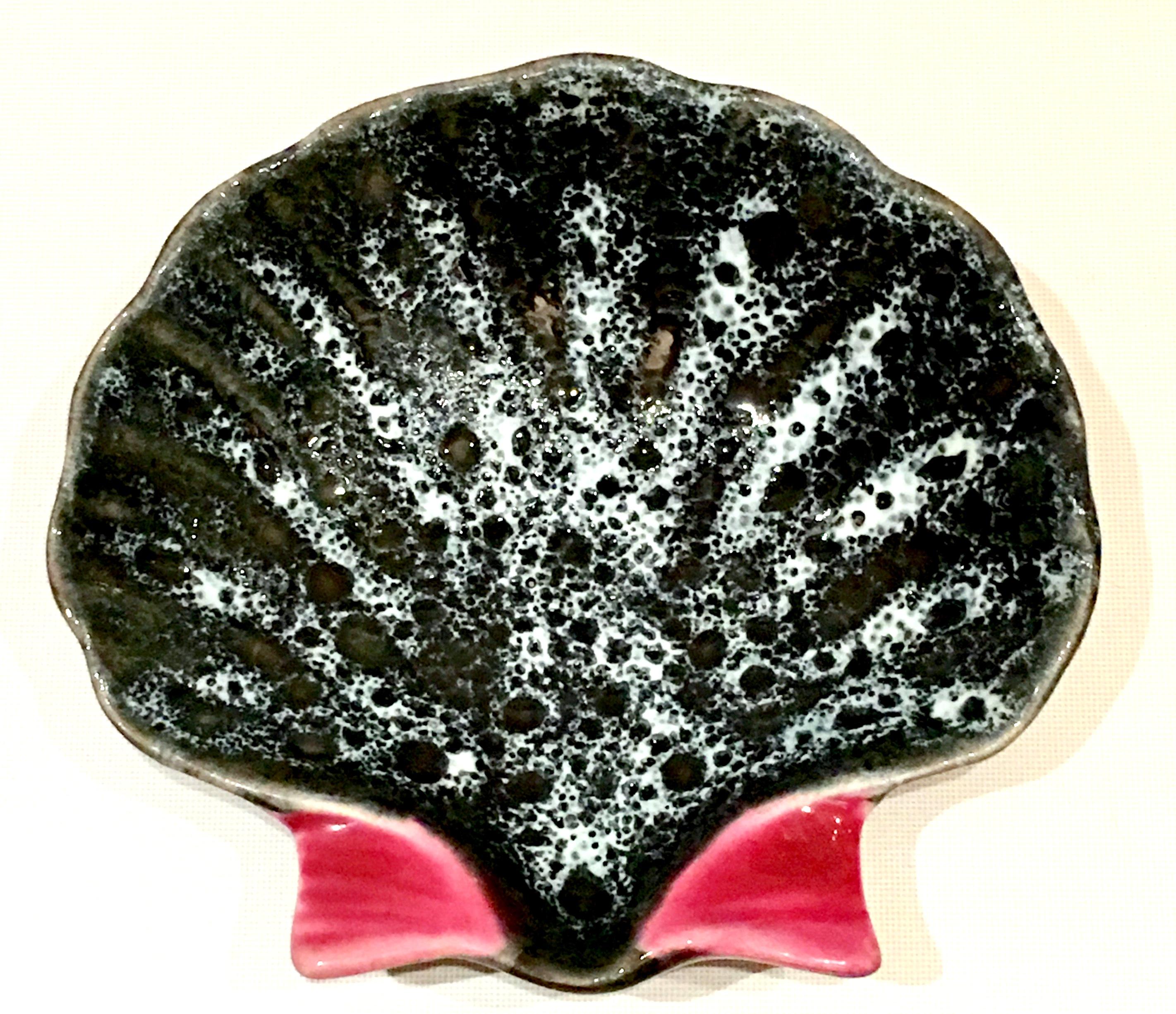 1950s French Pottery Oyster Dish by, Luc Vallauris, Set of Three In Good Condition In West Palm Beach, FL