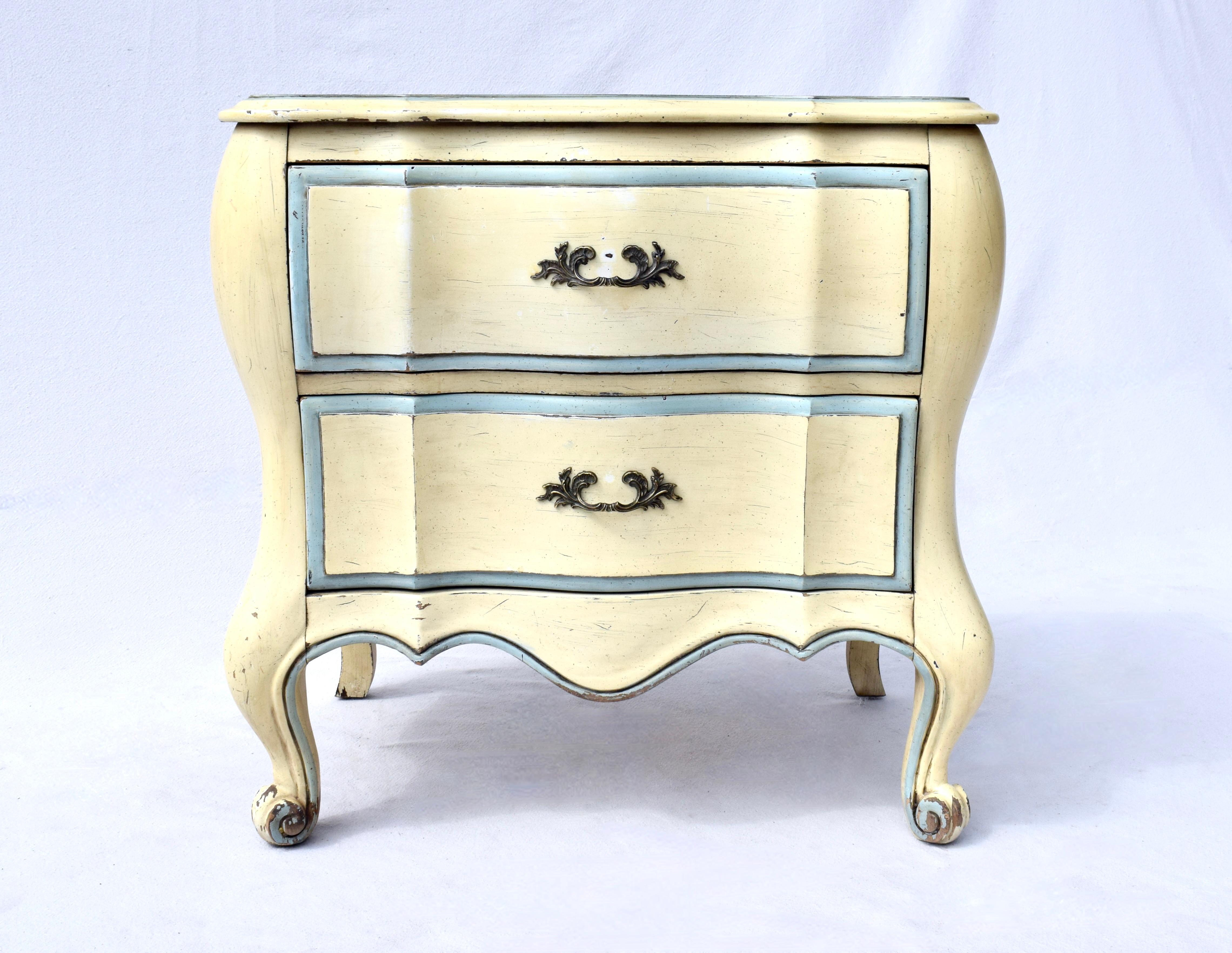 1950's French Provincial Bombe Style Painted Nightstands 2
