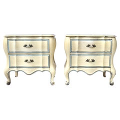 1950's French Provincial Bombe Style Painted Nightstands