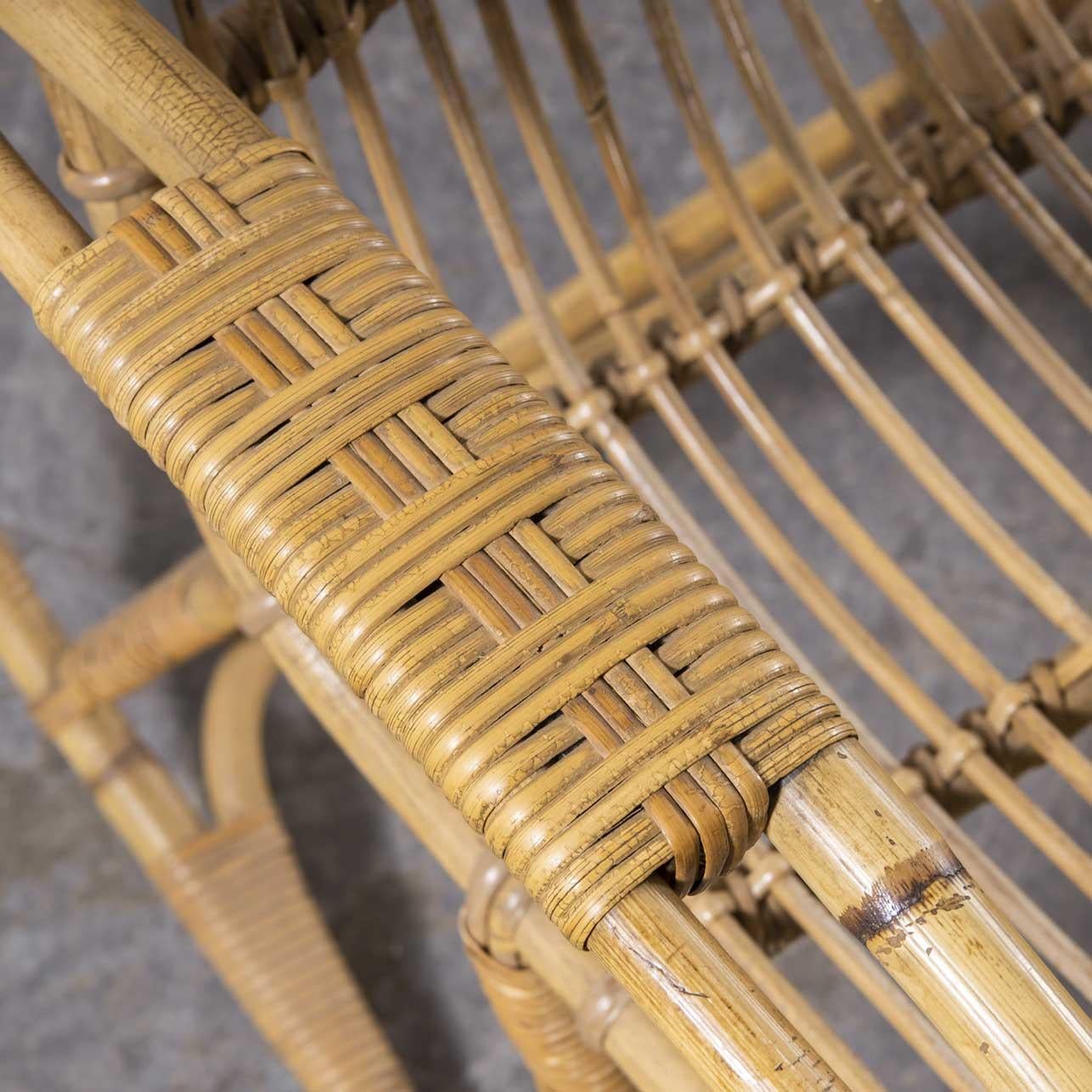 1950's French Rattan Rocking Chair, Hoop Arms For Sale 3