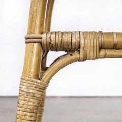 1950's French Rattan Side Table with Laminate Top