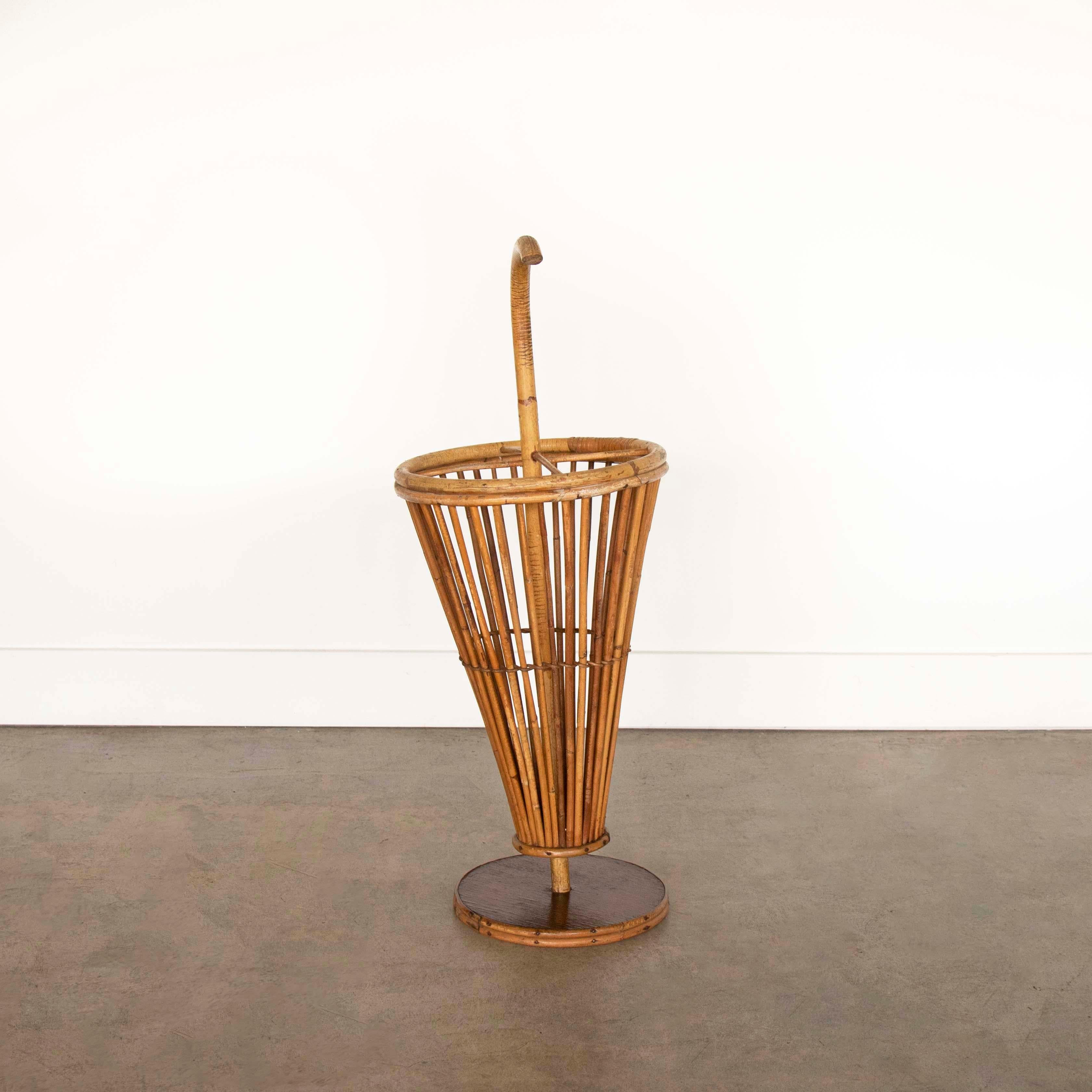 1950's French Rattan Umbrella Stand For Sale 1