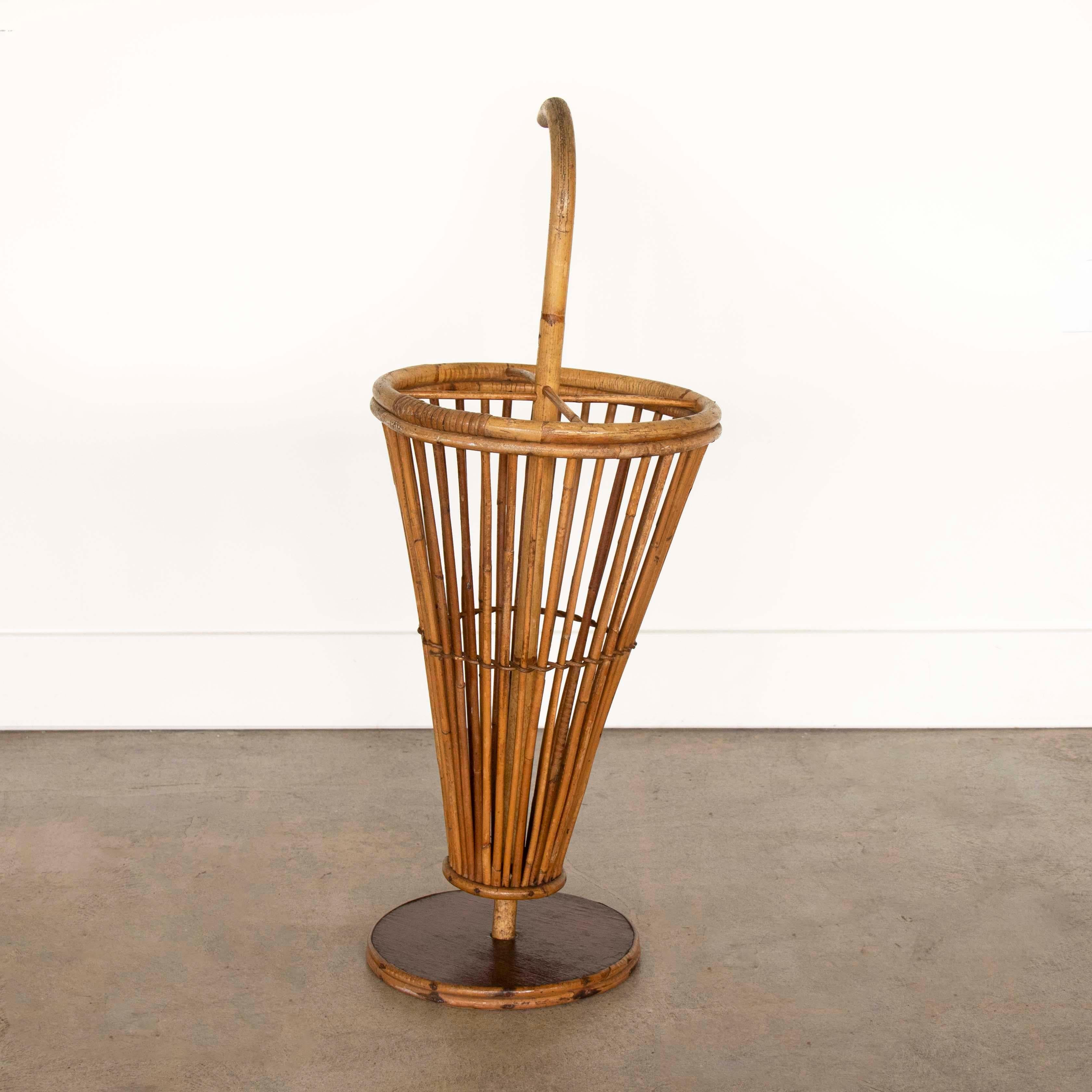 1950's French Rattan Umbrella Stand For Sale 2