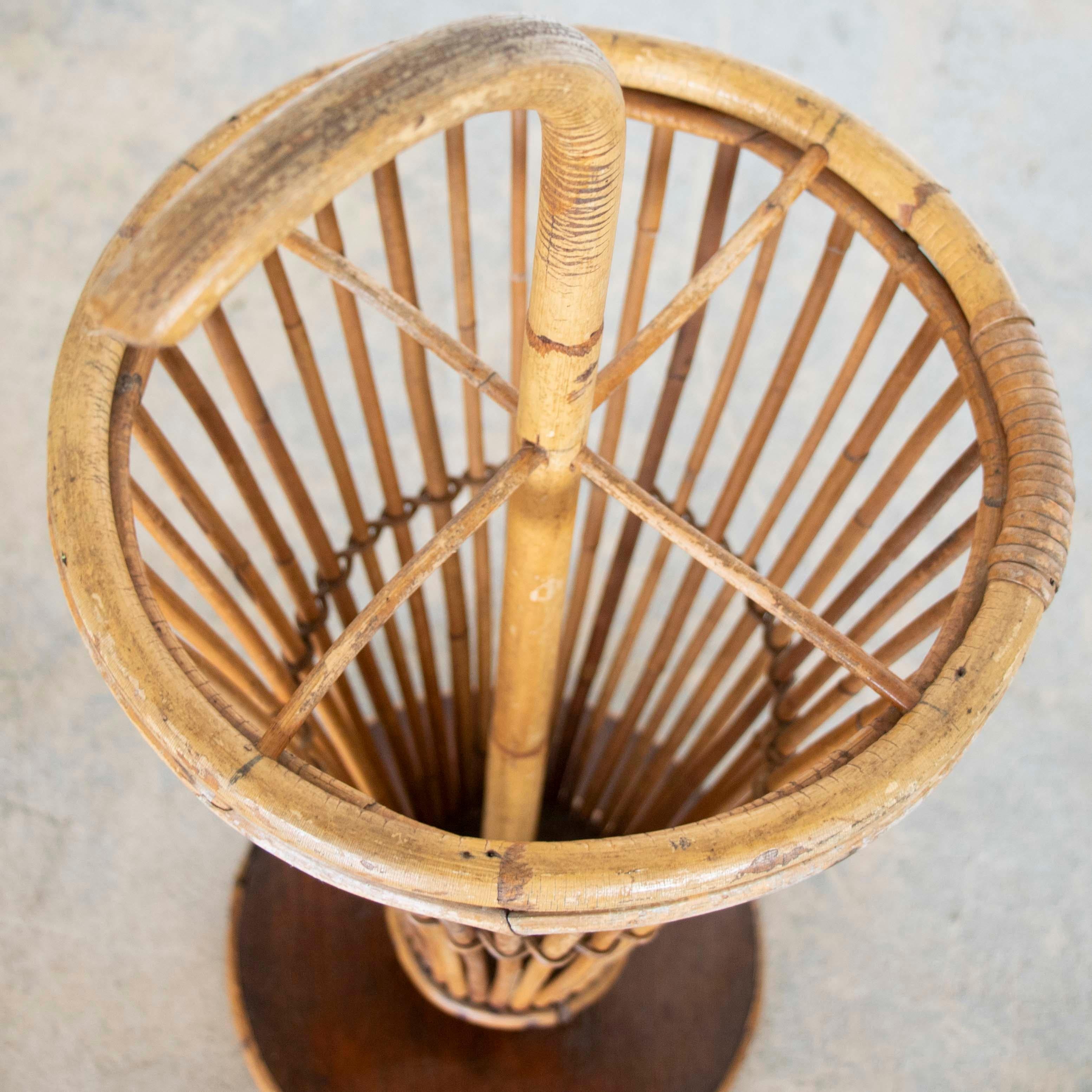 1950's French Rattan Umbrella Stand For Sale 4