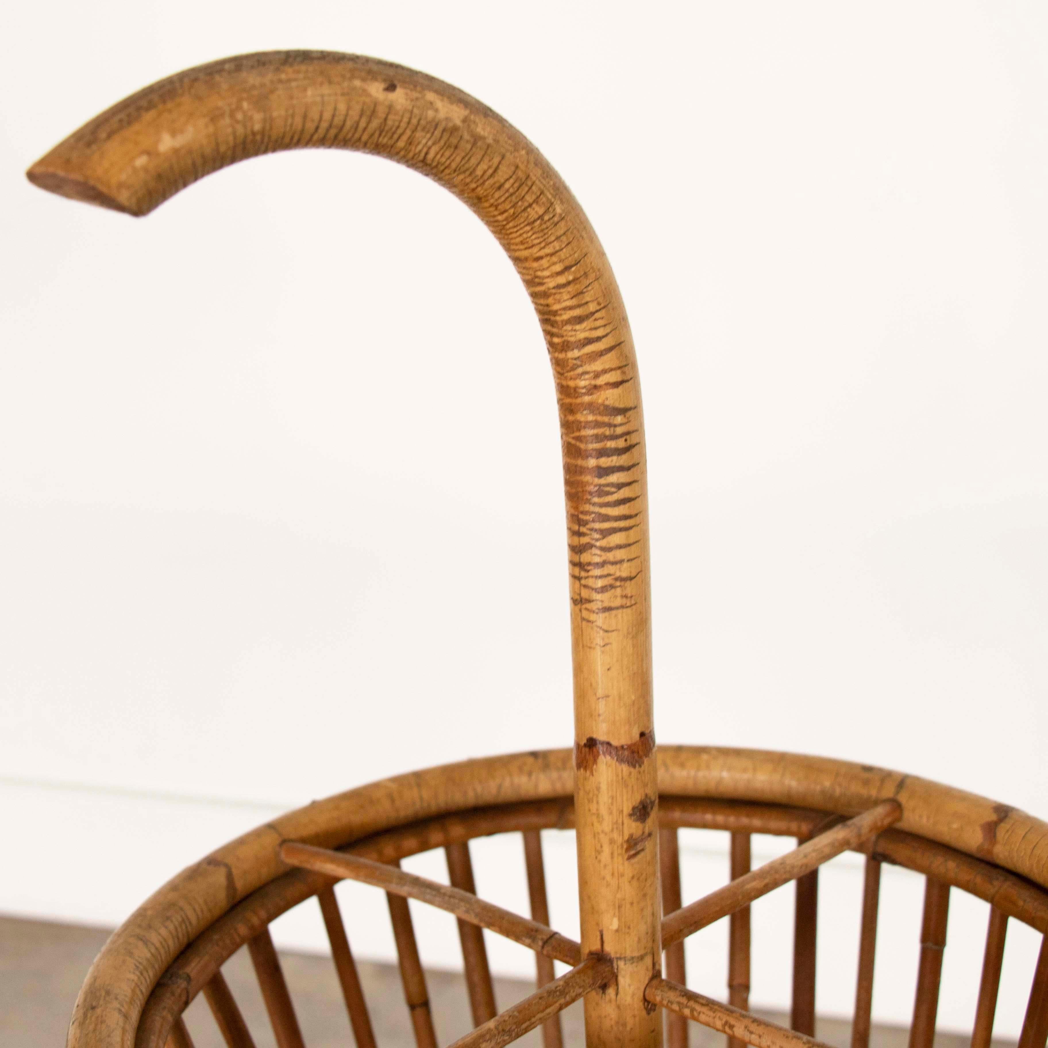 1950's French Rattan Umbrella Stand For Sale 5