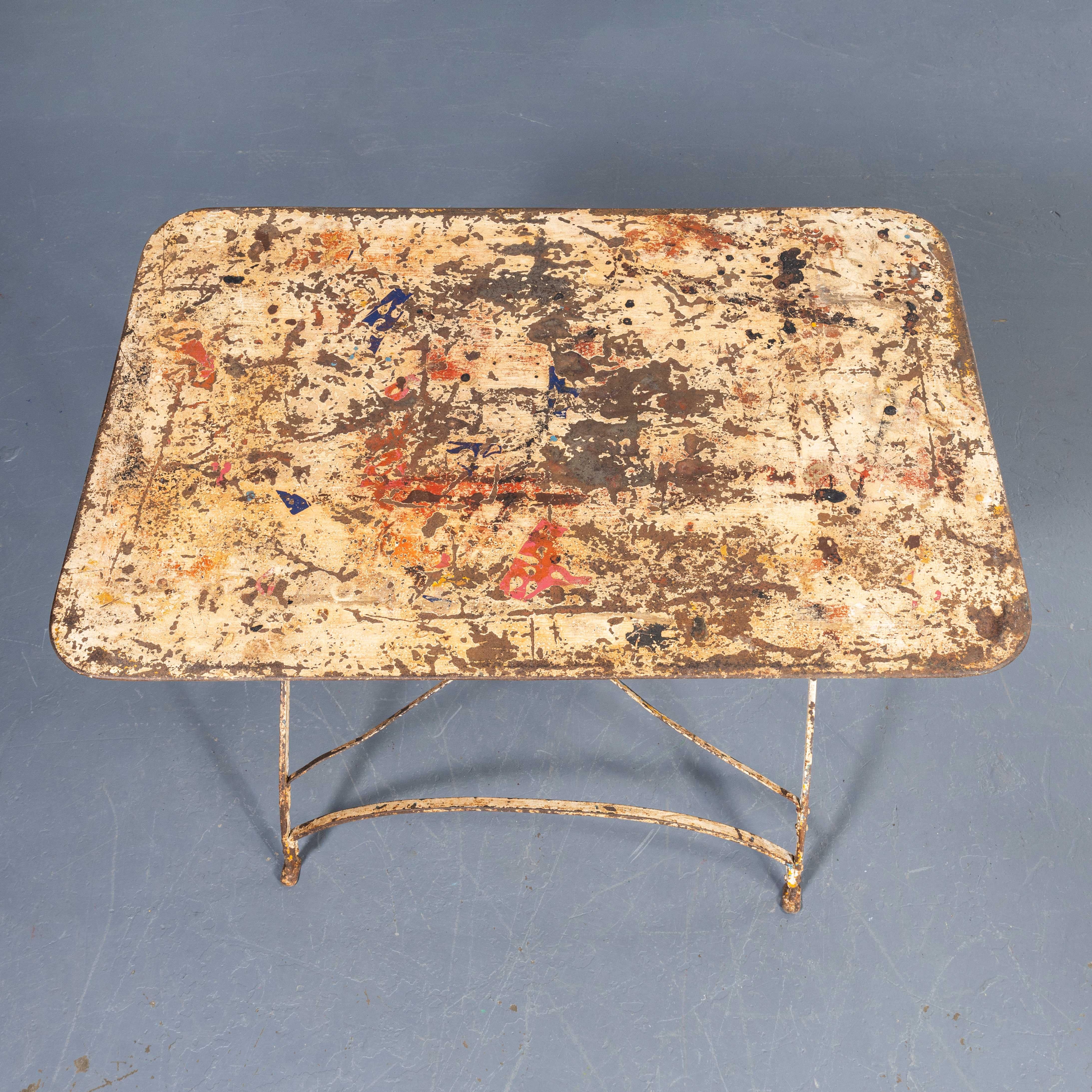 Sheet Metal 1950's French Rectangular Forged Metal Folding Dining Table For Sale
