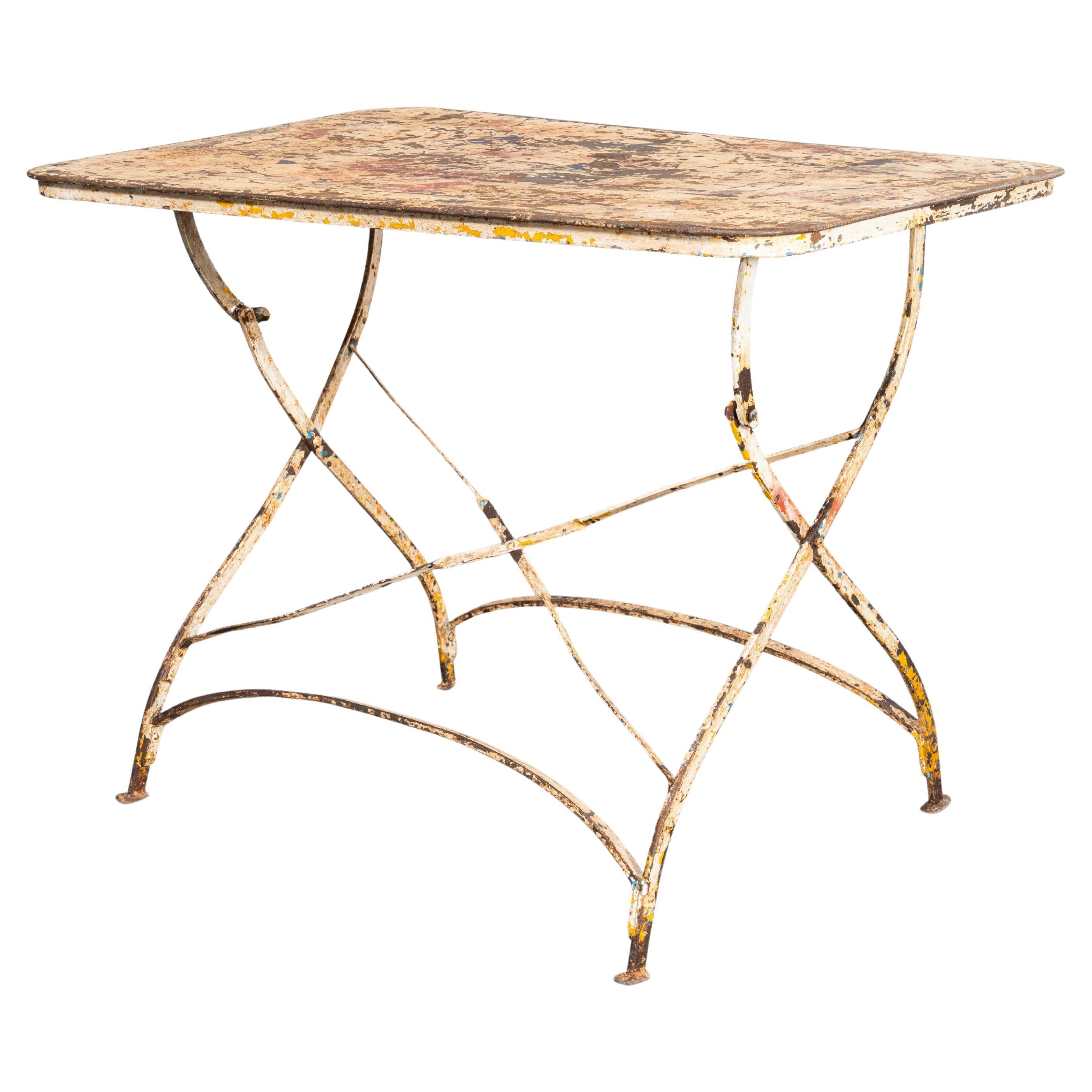 1950's French Rectangular Forged Metal Folding Dining Table For Sale