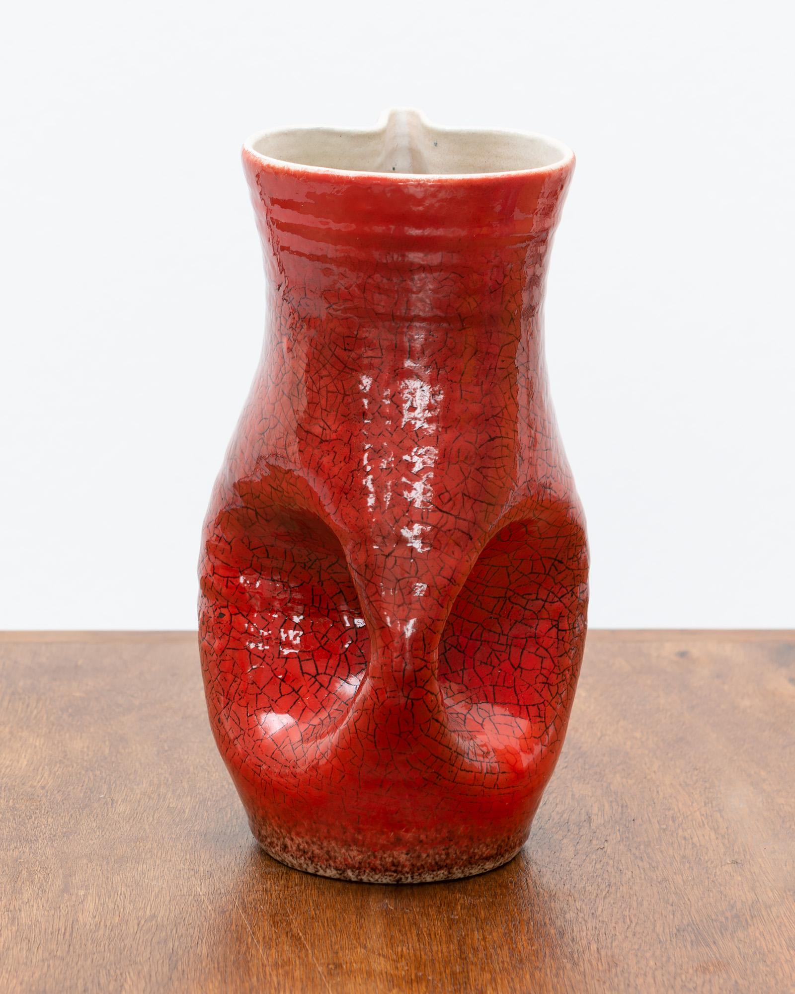 Mid-Century Modern 1950s French Red Accolay Pitcher