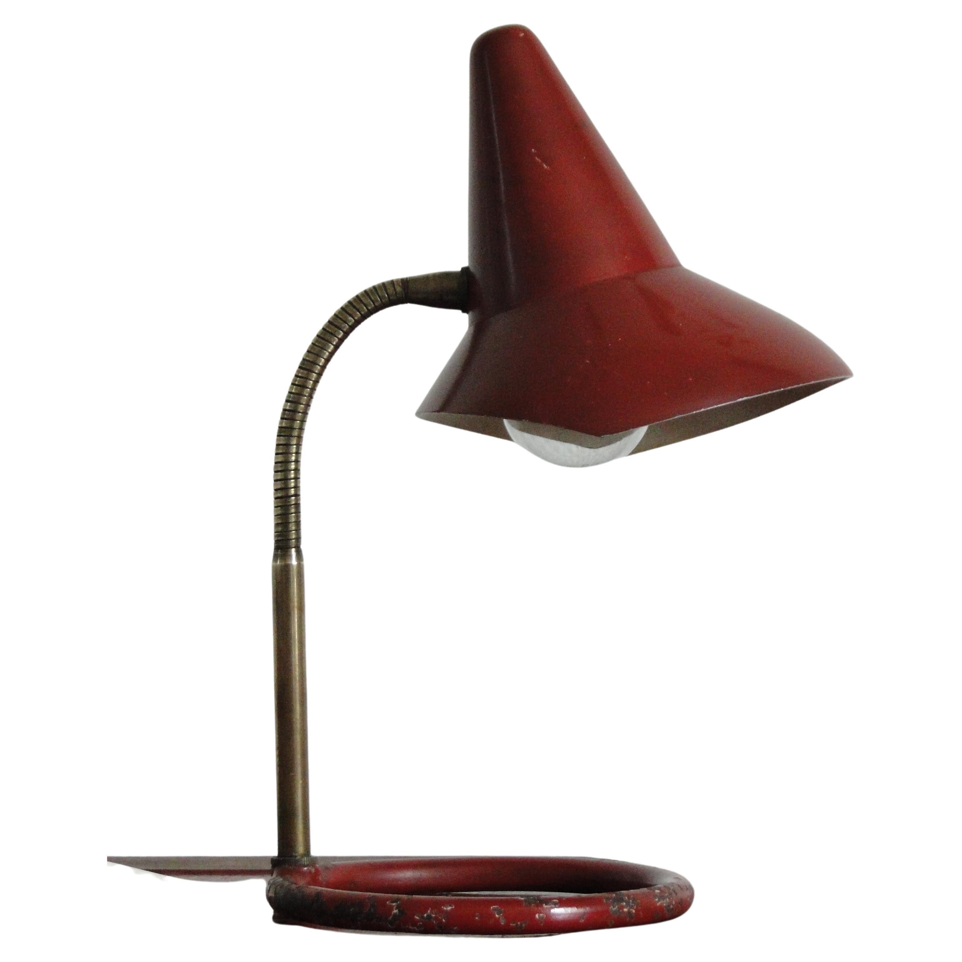  Jacques Biny France  Attributed to  Red Adjustable Table Lamp For Sale