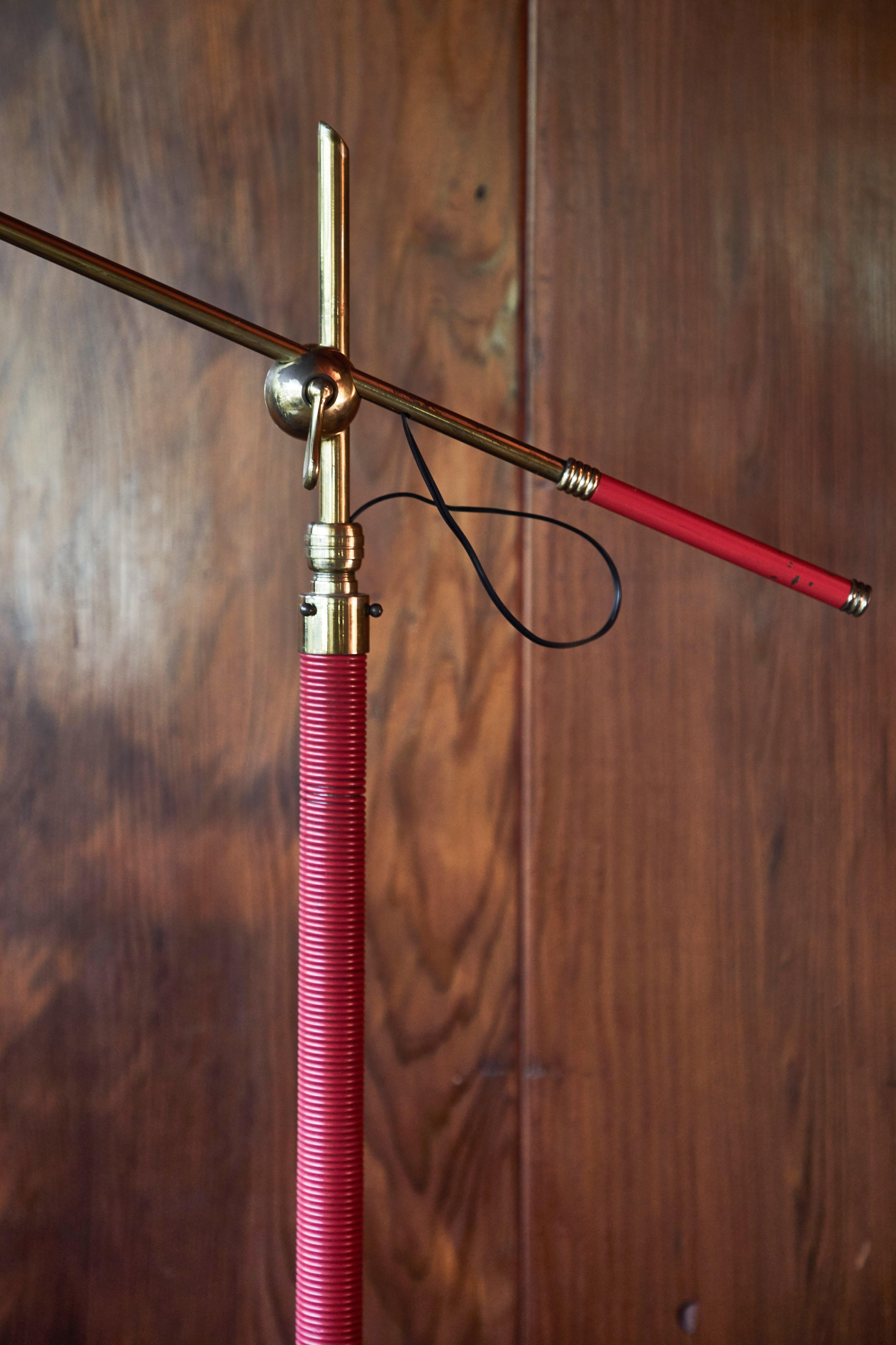 1950s French Red Articulating Floor Lamp 1