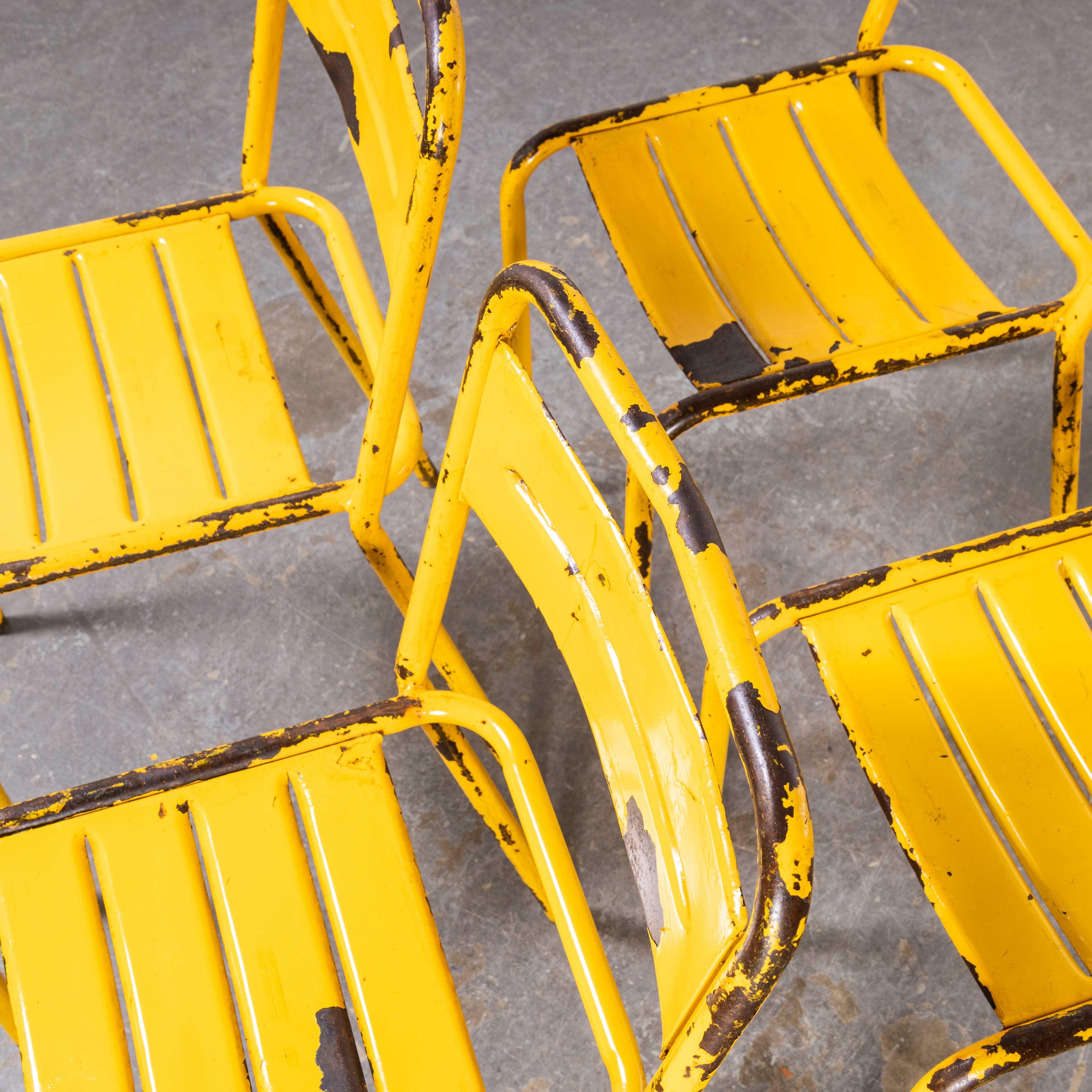 1950's French Yellow Metal Outdoor Dining Chairs, Set of Four 6