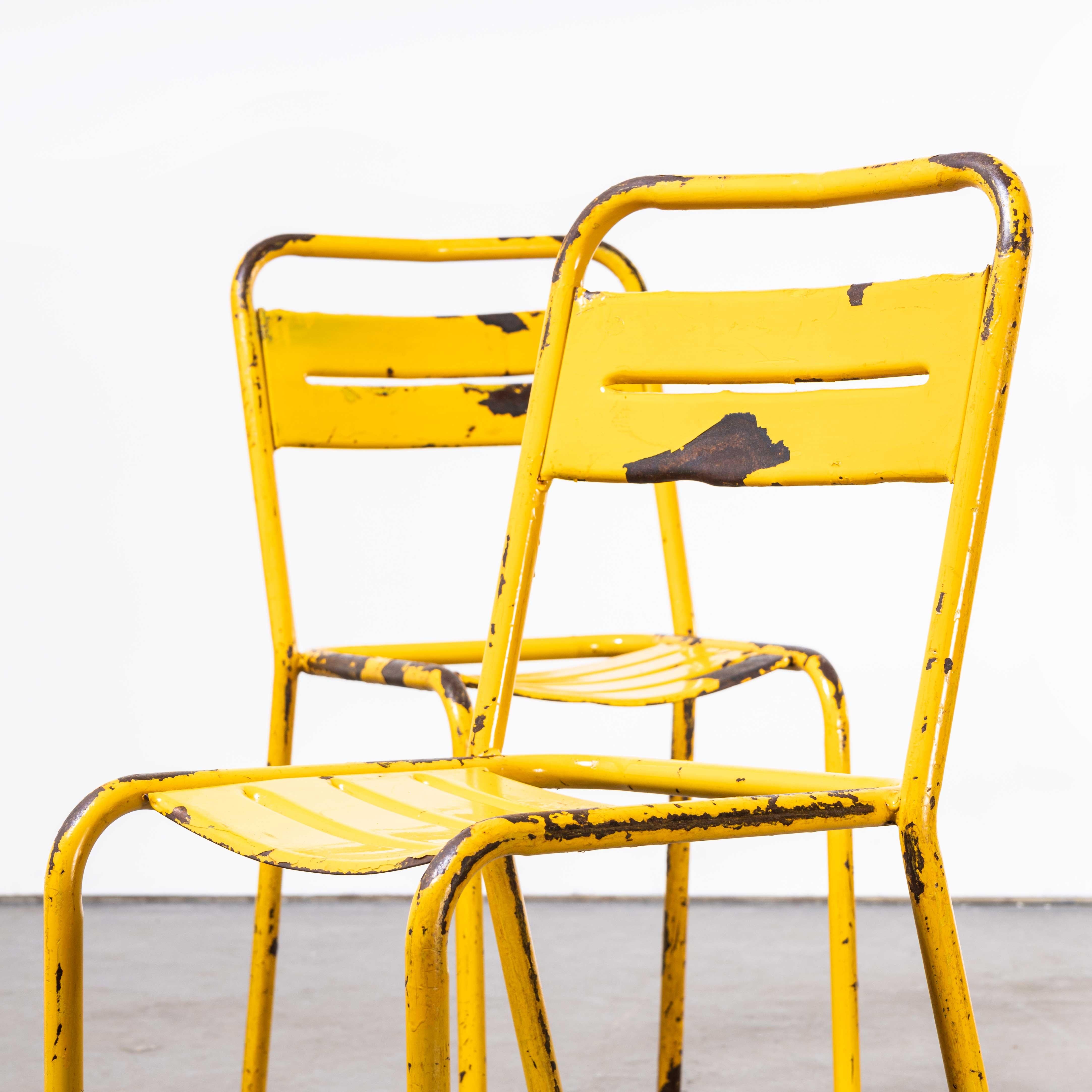 1950's French Yellow Metal Outdoor Dining Chairs, Set of Four 3