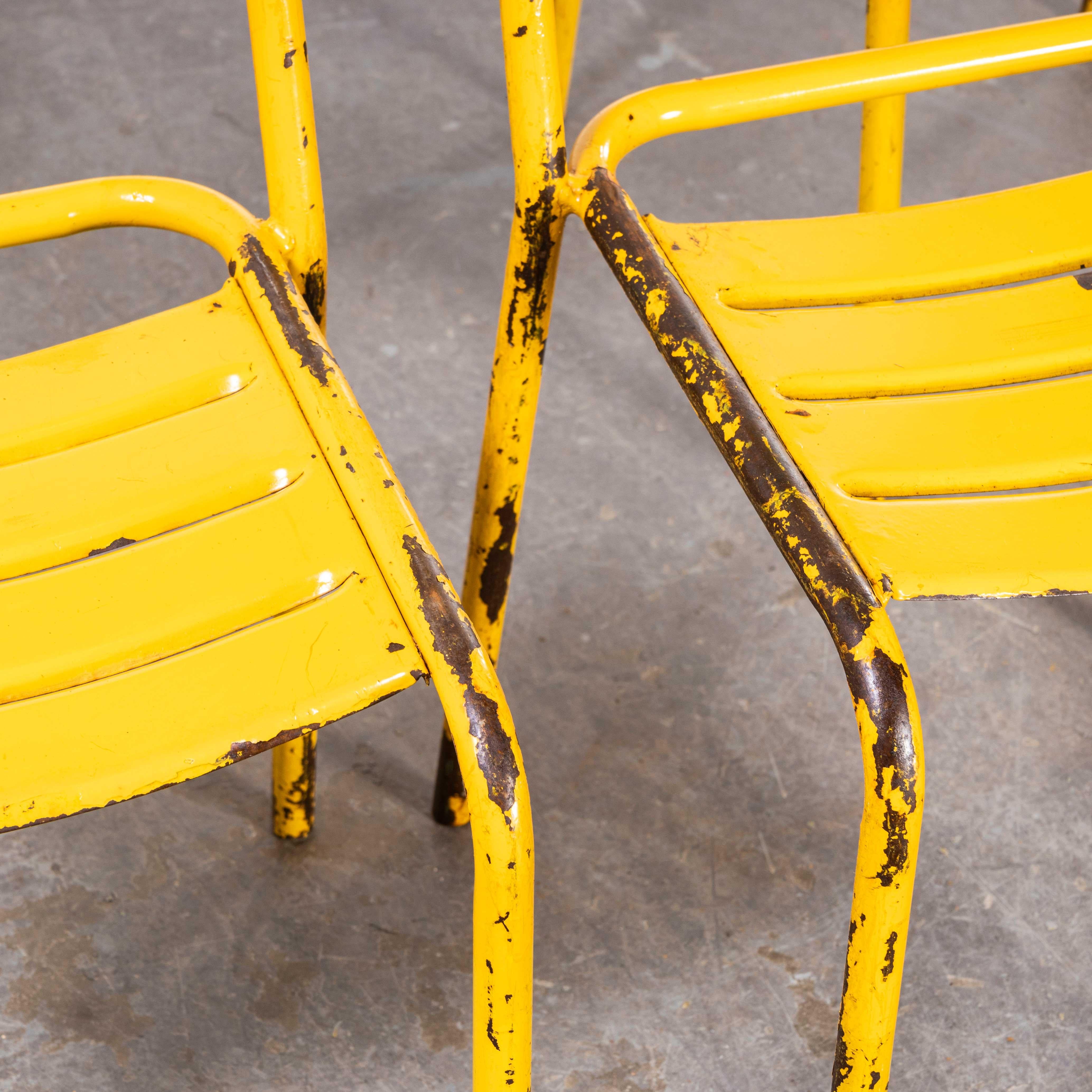 1950's French Yellow Metal Outdoor Dining Chairs, Set of Four 5