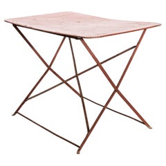 1950's French Red Rectangular Metal Folding Dining Table