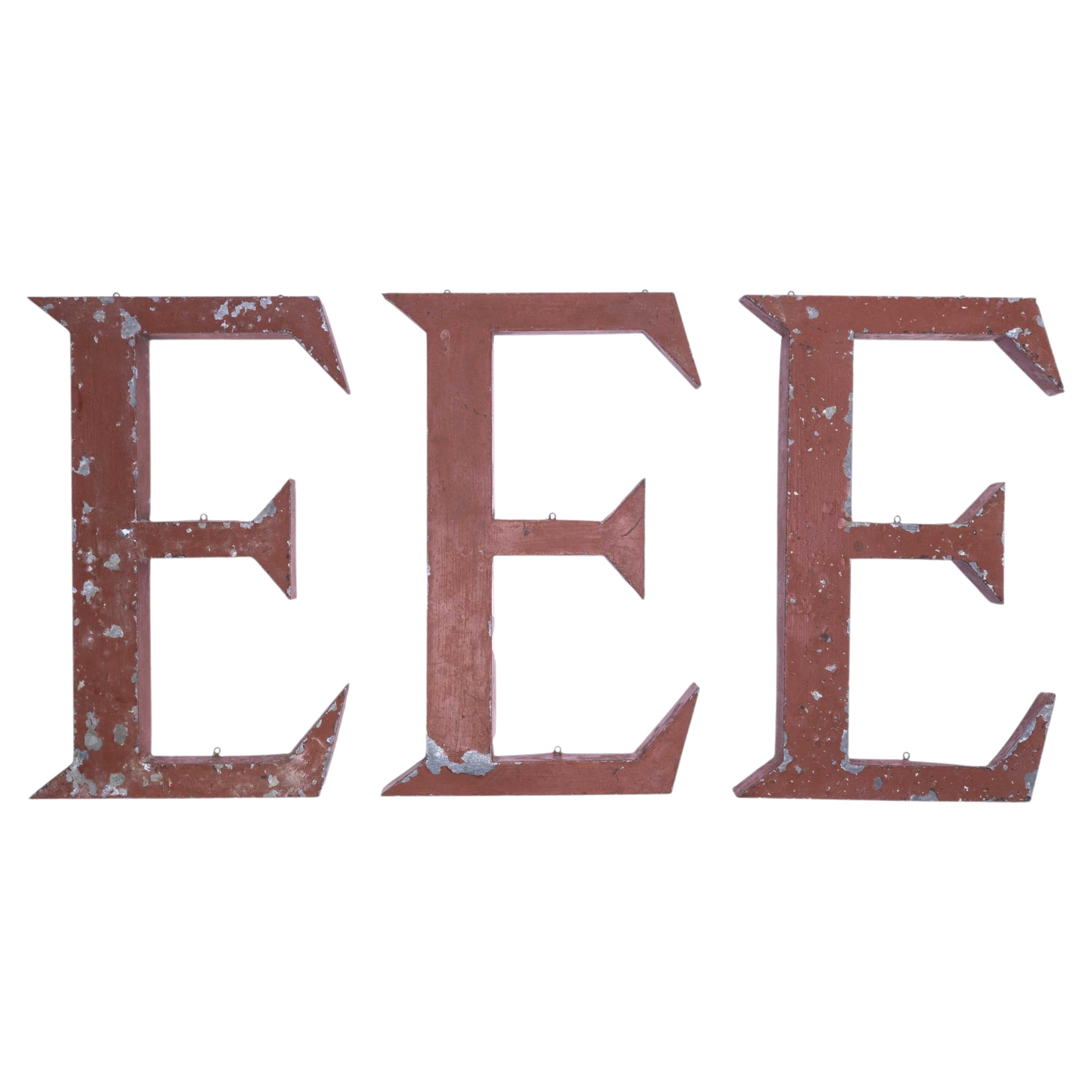 1950’s French Red Zinc Letters – Letter E