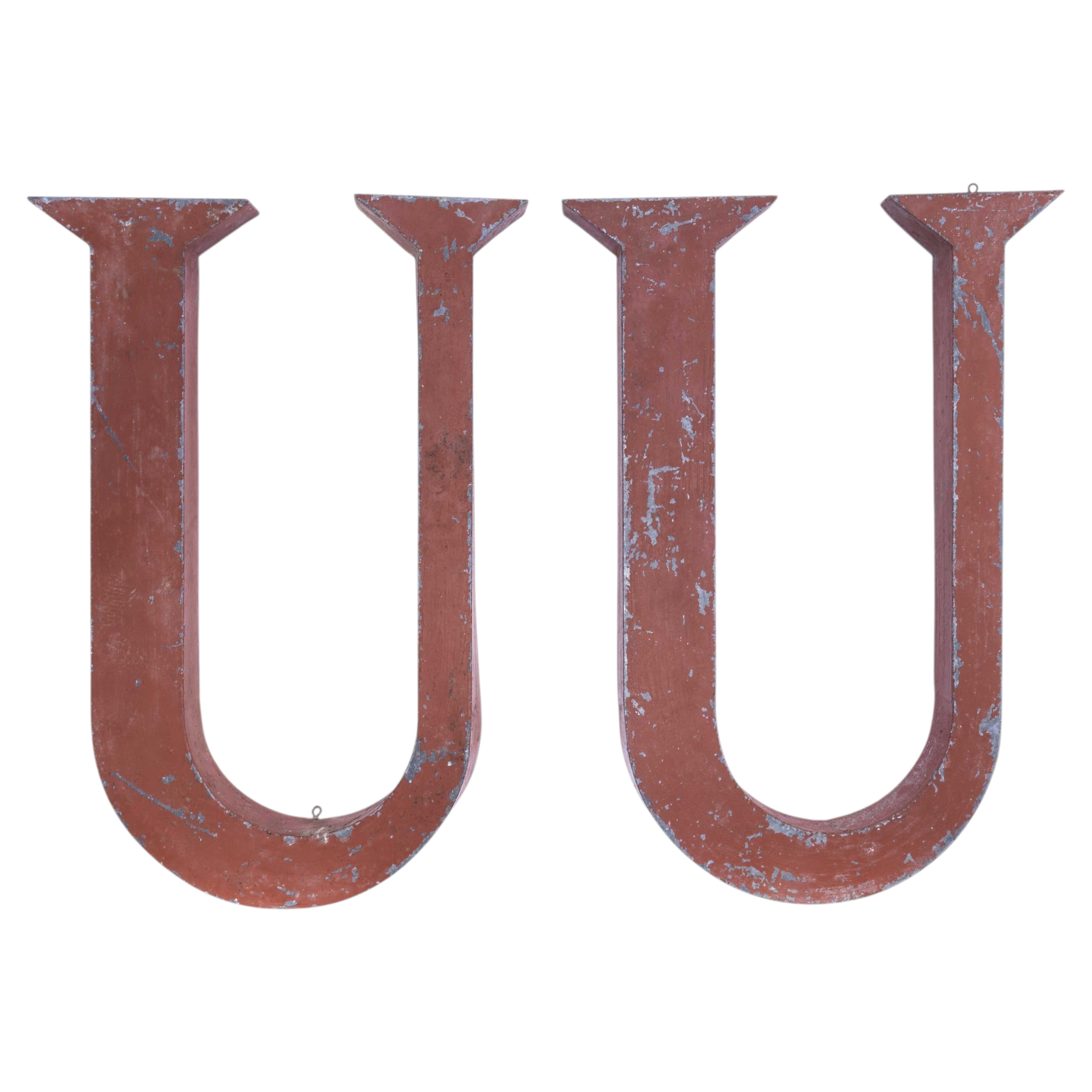1950’s French Red Zinc Letters – Letter U