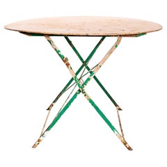 1950's French Round Metal Folding Dining Table