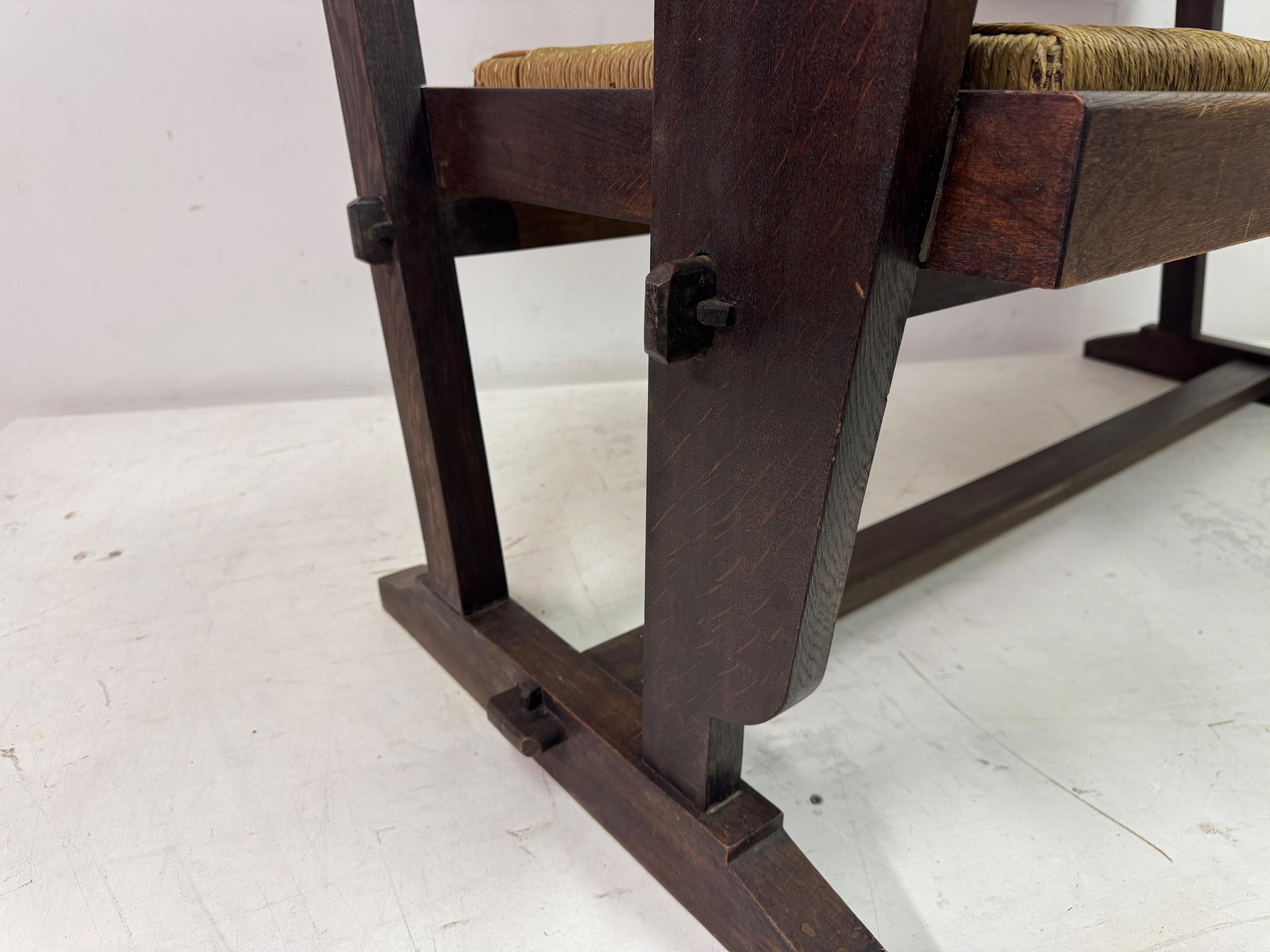 Banc en jonc français des années 1950 dans le style de Charles Dudouyt en vente 3
