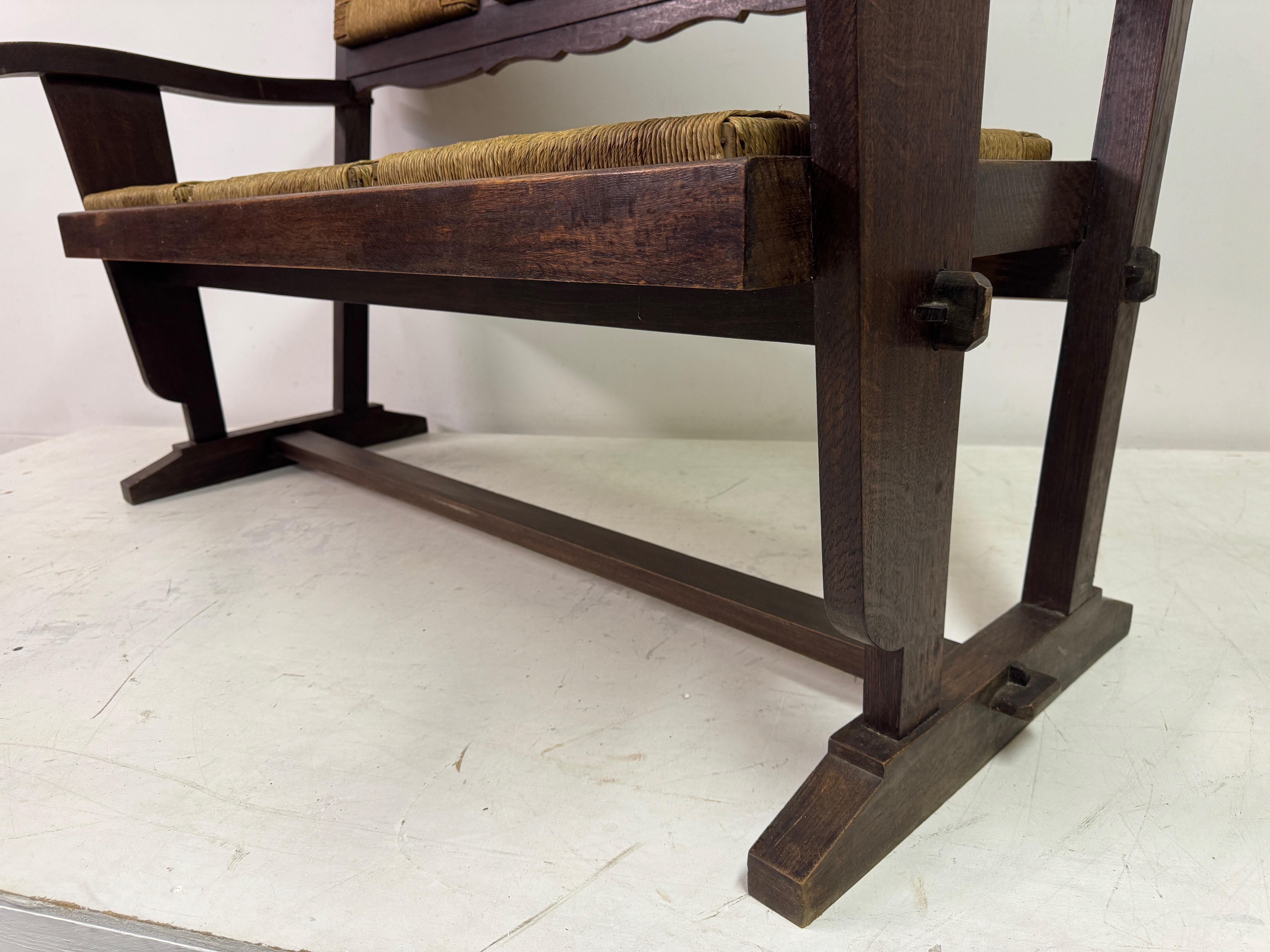 Banc en jonc français des années 1950 dans le style de Charles Dudouyt en vente 10