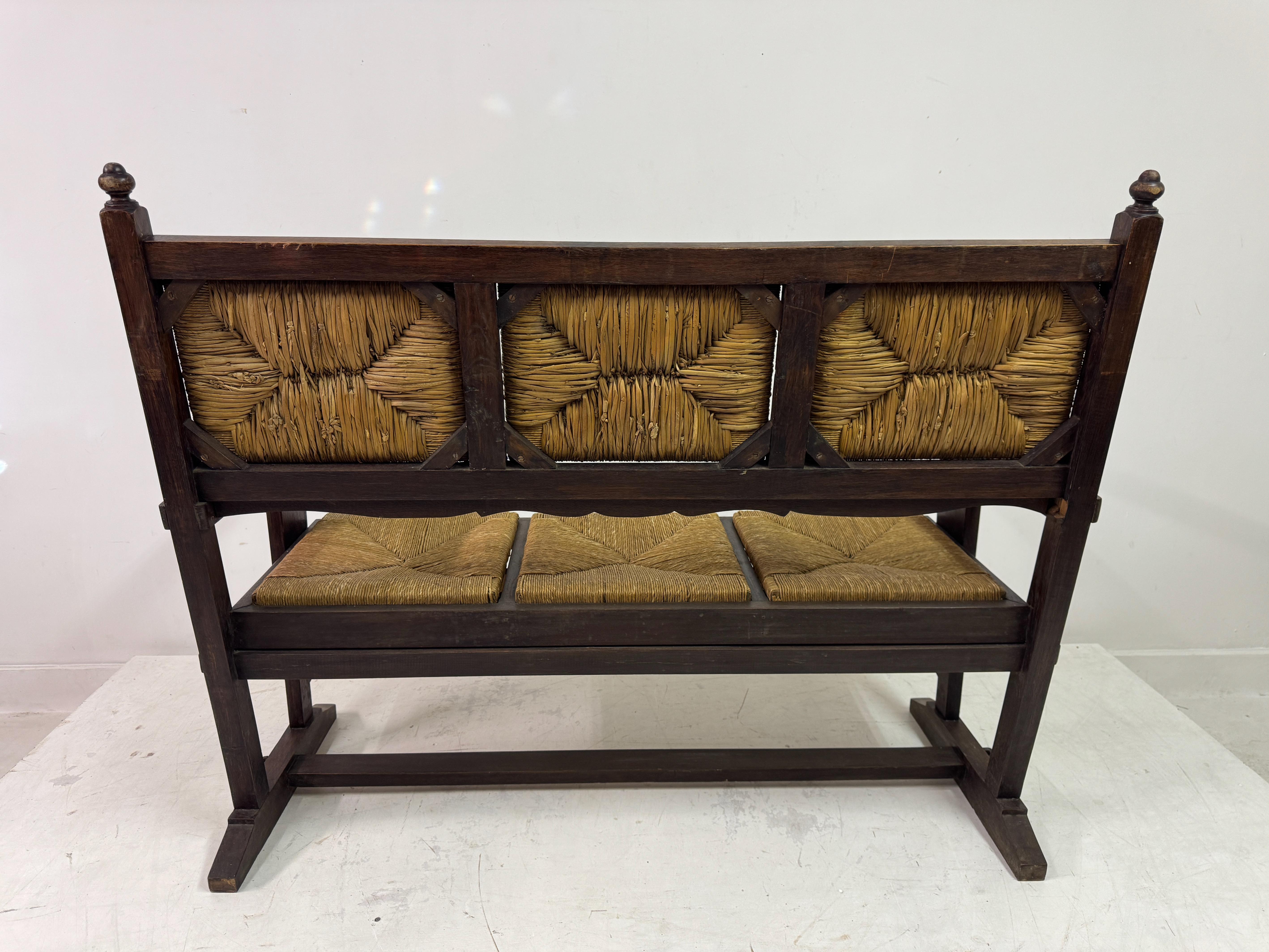 Banc en jonc français des années 1950 dans le style de Charles Dudouyt en vente 12