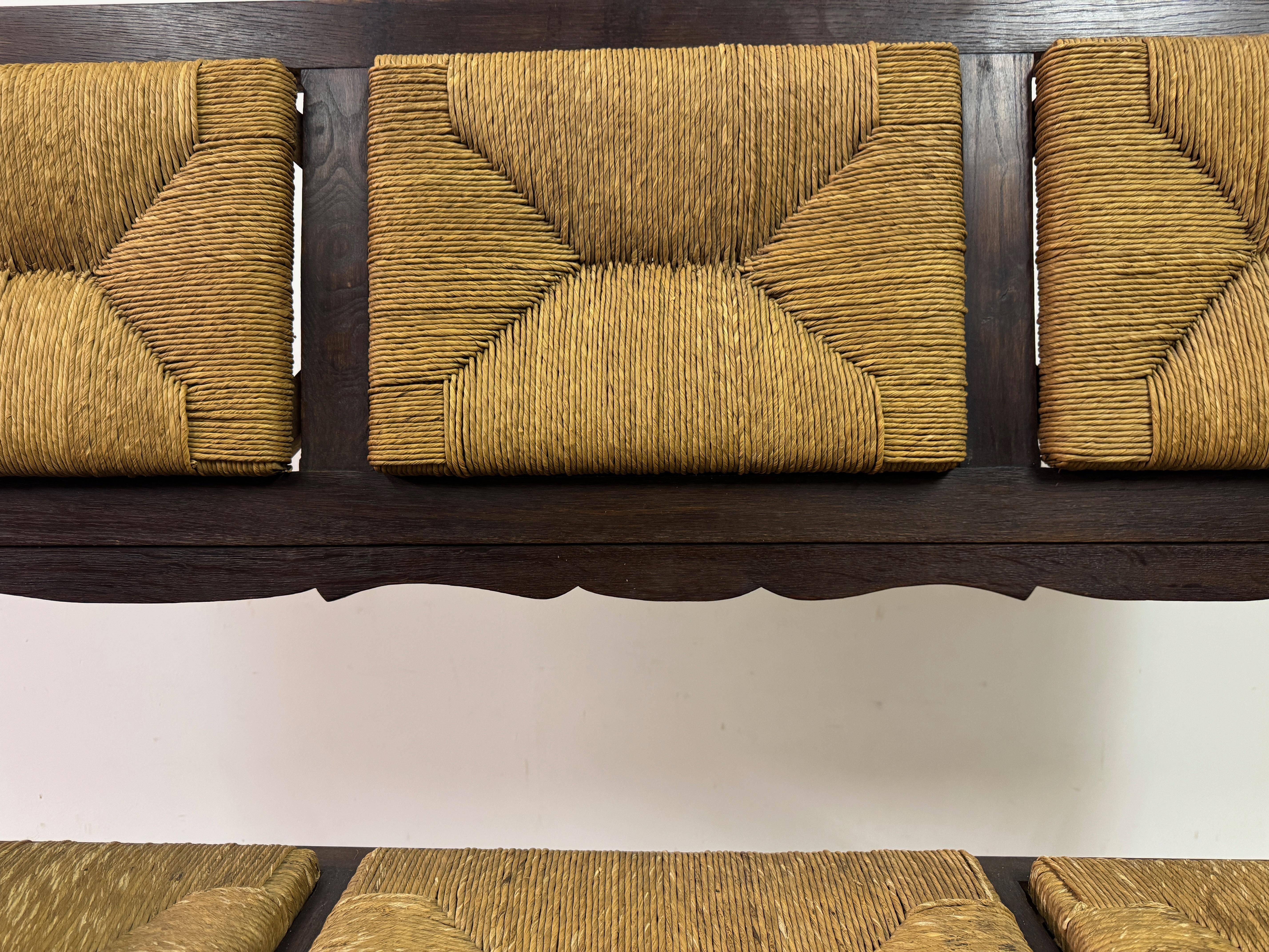 Jonc Banc en jonc français des années 1950 dans le style de Charles Dudouyt en vente