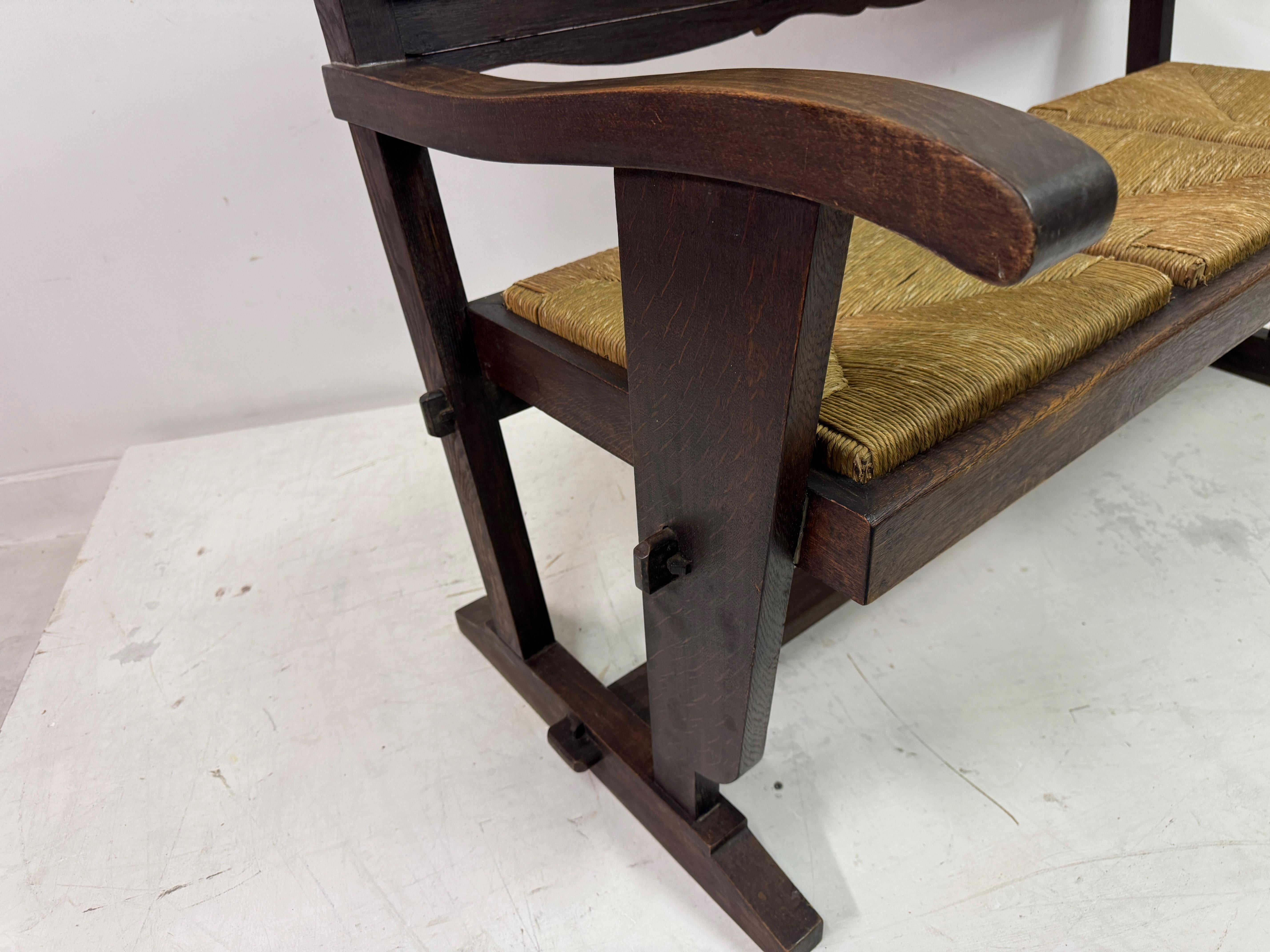 Banc en jonc français des années 1950 dans le style de Charles Dudouyt en vente 2