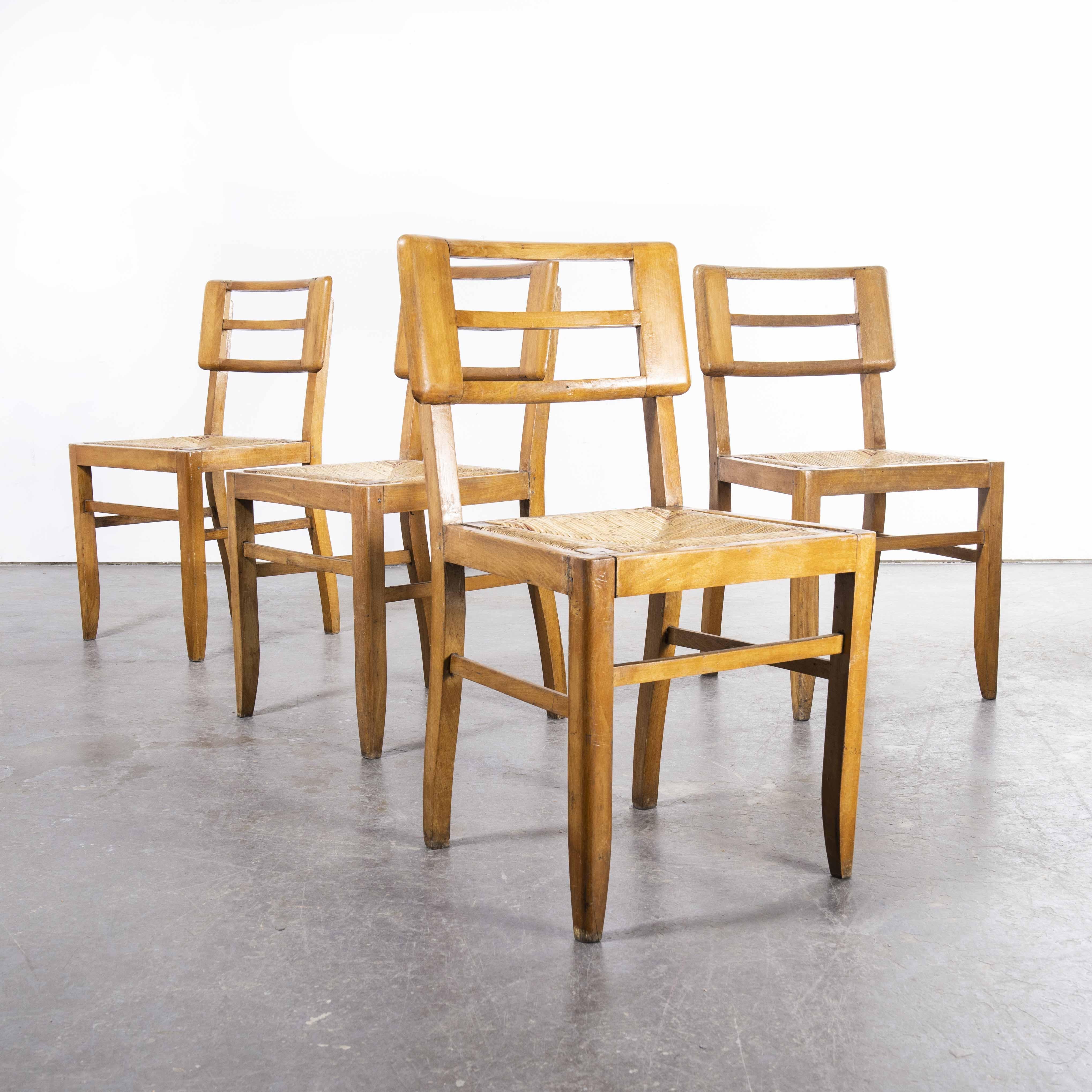 1950’s French rush seated dining chairs pierre crueges – set of four
1950’s French rush seated dining chairs pierre crueges – set of four. One of our favourite mid century chairs by the French designer Pierre Crueges. The frames are beech with the