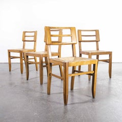 1950's French Rush Seated Dining Chairs Pierre Crueges, Set of Four