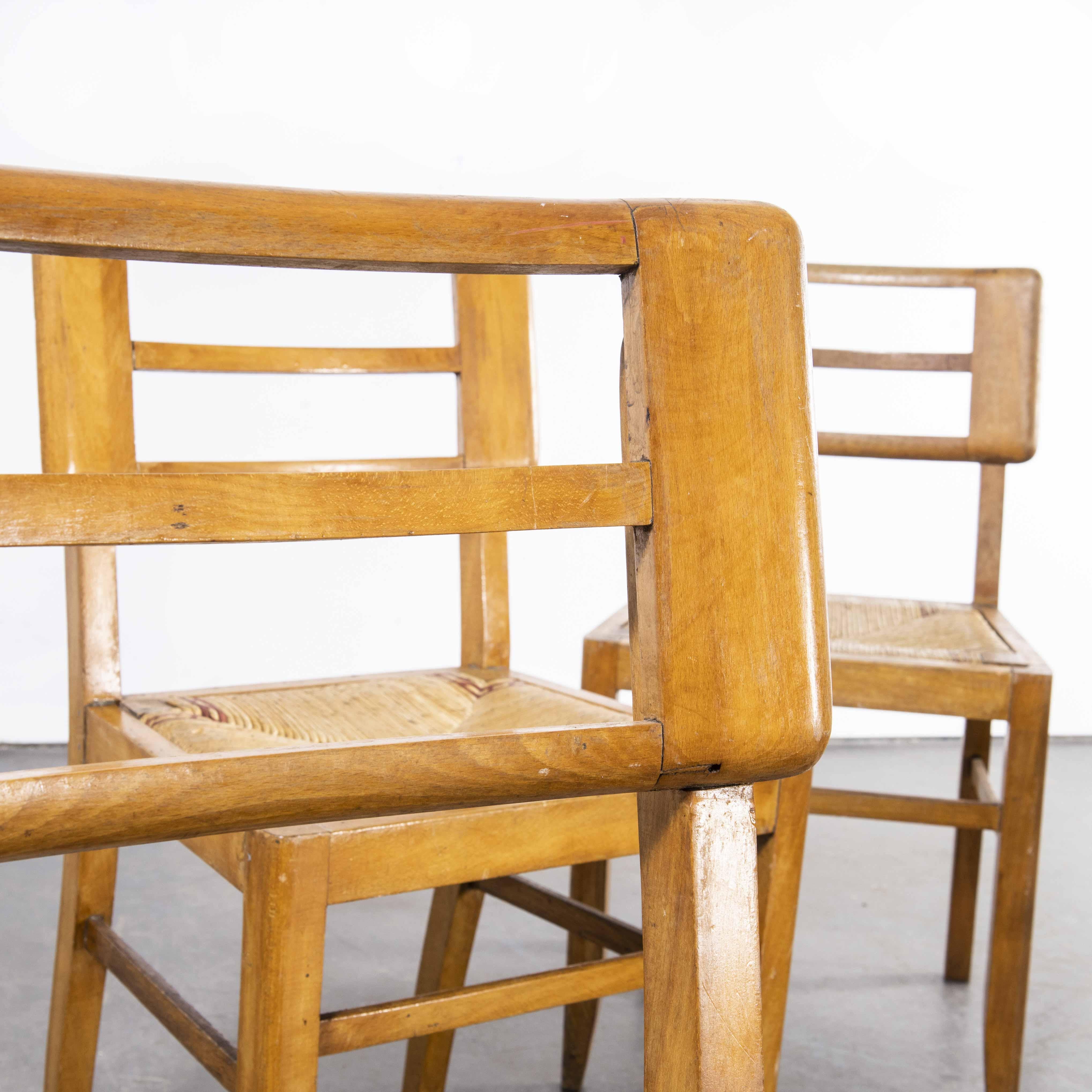 1950's French Rush Seated Dining Chairs Pierre Crueges, Set of Four For Sale 1