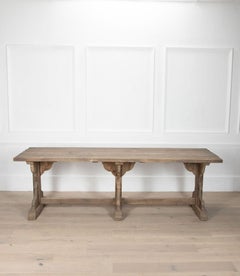 Mesa de pedestal de roble rústica francesa de los años 50