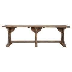 Mesa de pedestal de roble rústica francesa de los años 50