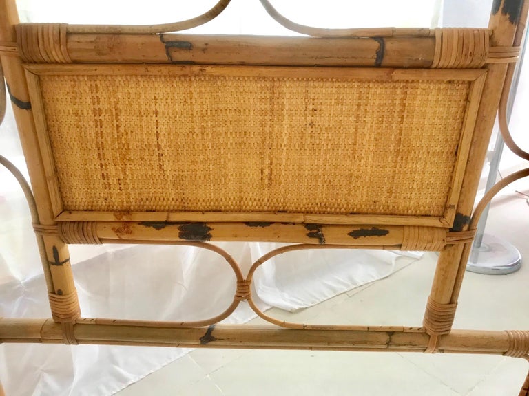 1950s French Saint Tropez Riviera Bed Rattan and Bamboo In Good Condition For Sale In Denia, ES