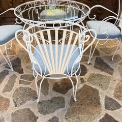 1950s French Sculptural Wrought Iron Patio Dining Set Restored