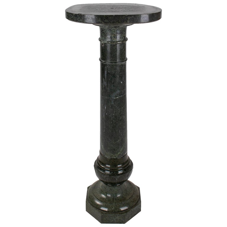 1950s French Serpentine Green Marble Pedestal at 1stDibs