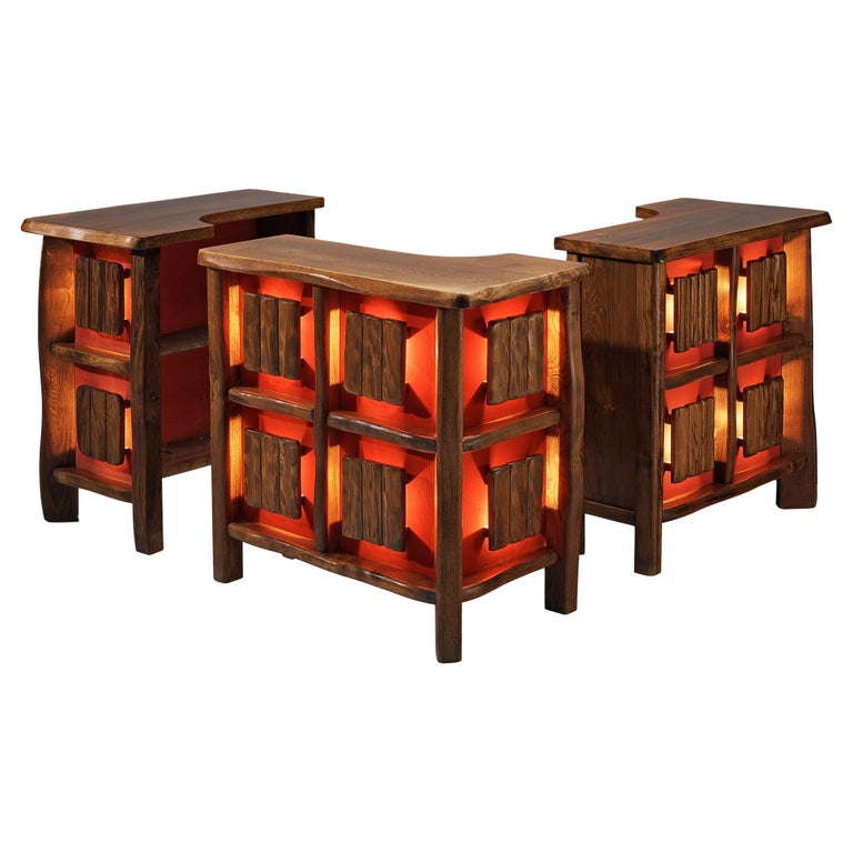 French Set of Modular Bar Bars in Solid Elm For Sale at 1stDibs