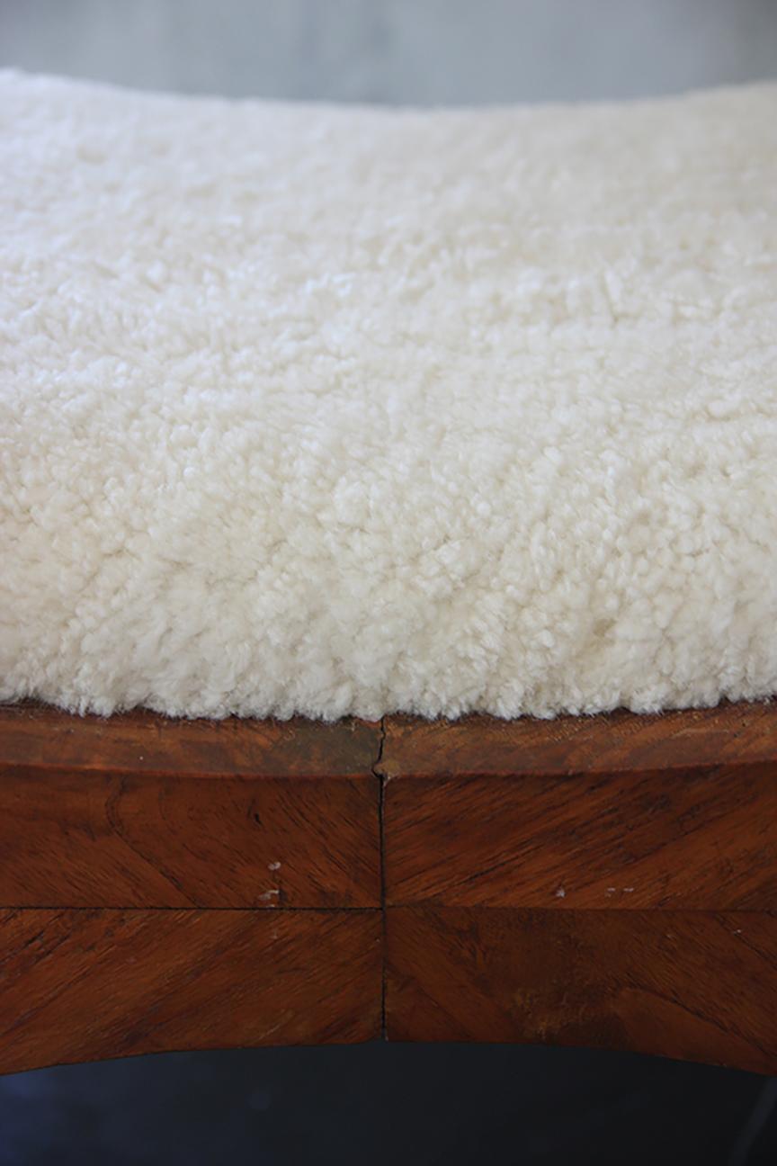 1950s French Shearling Curule Stool For Sale 4