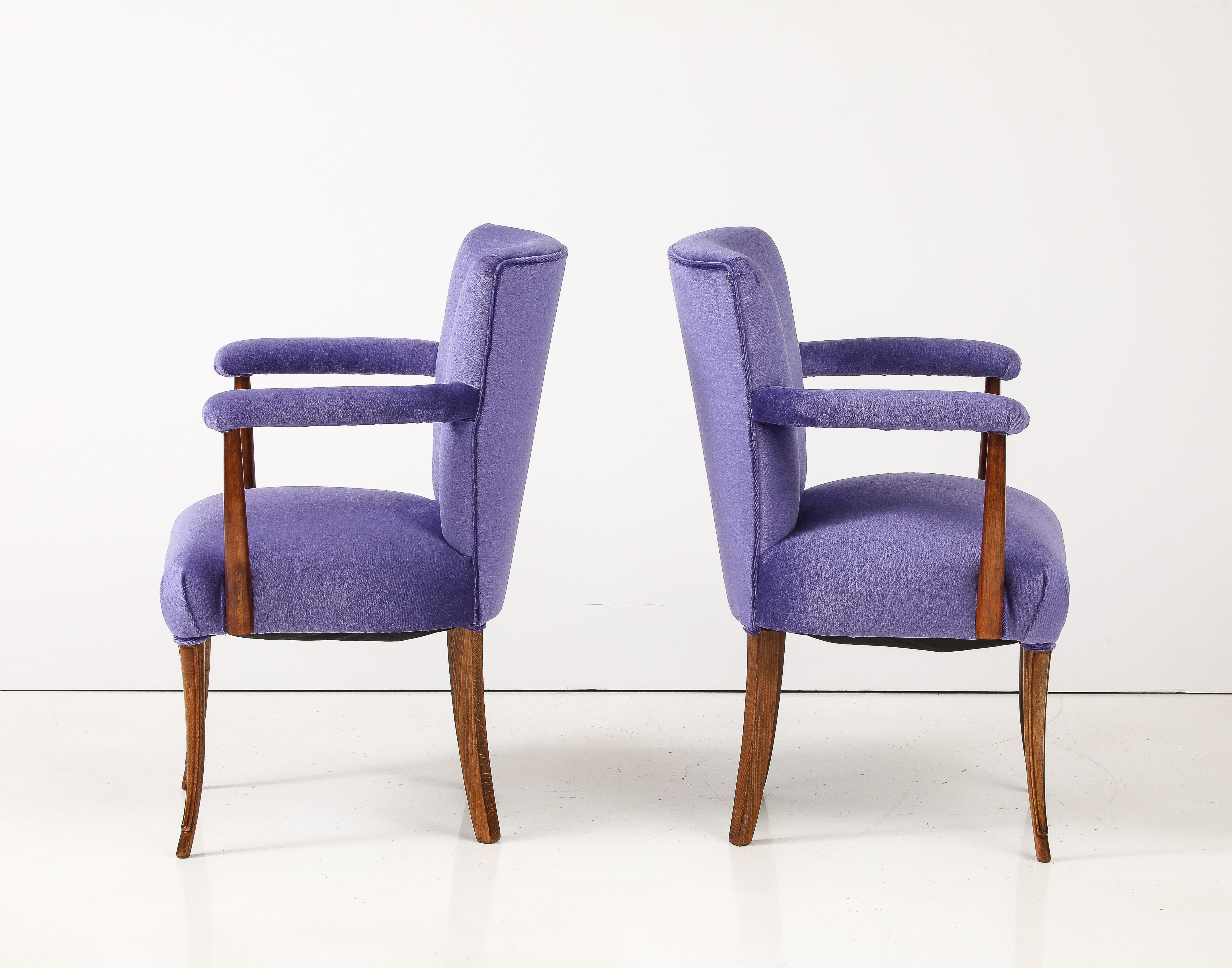 Französische Beistellstühle aus den 1950er Jahren mit Mohair-Polsterung im Angebot 4