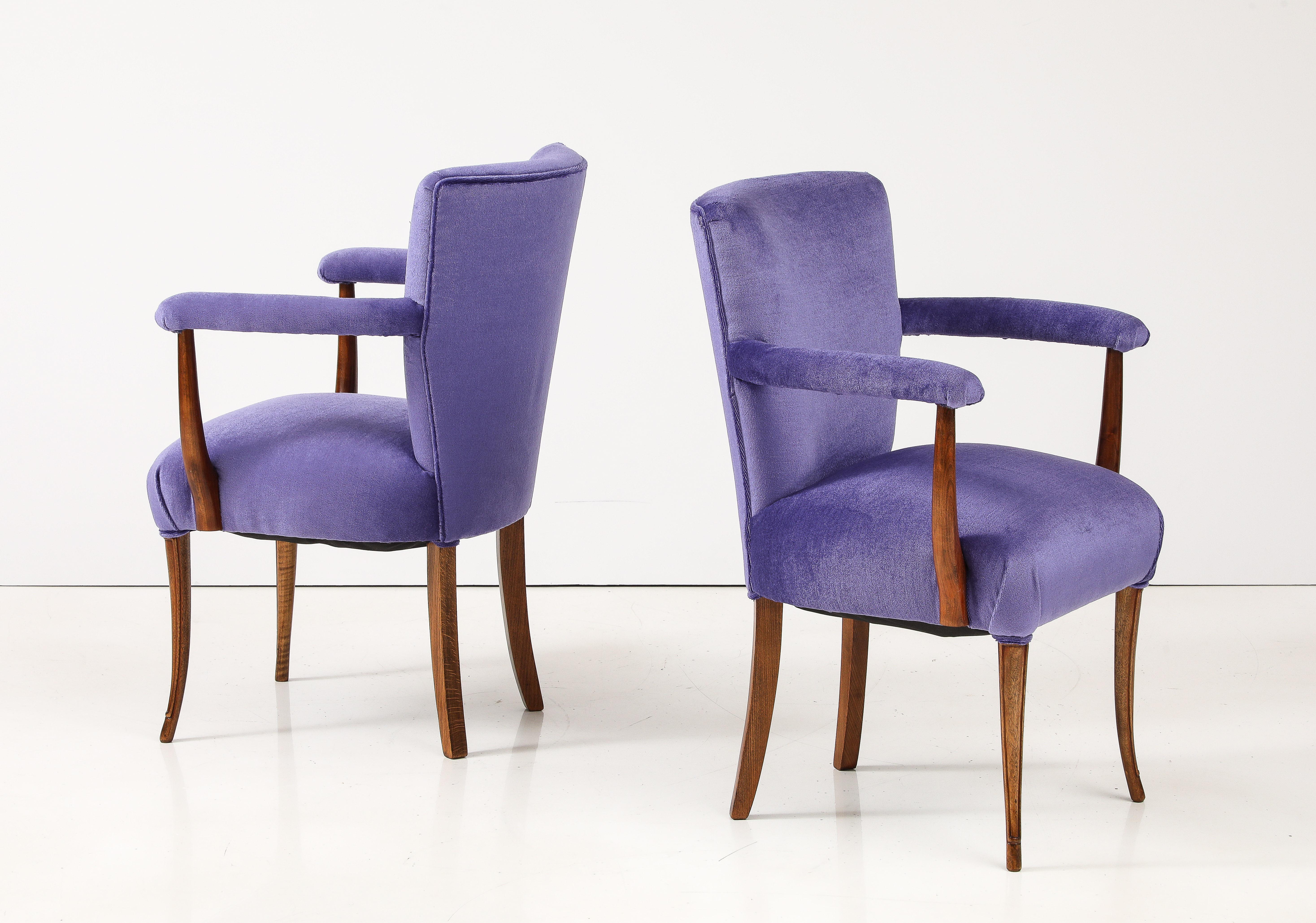 Französische Beistellstühle aus den 1950er Jahren mit Mohair-Polsterung im Angebot 5