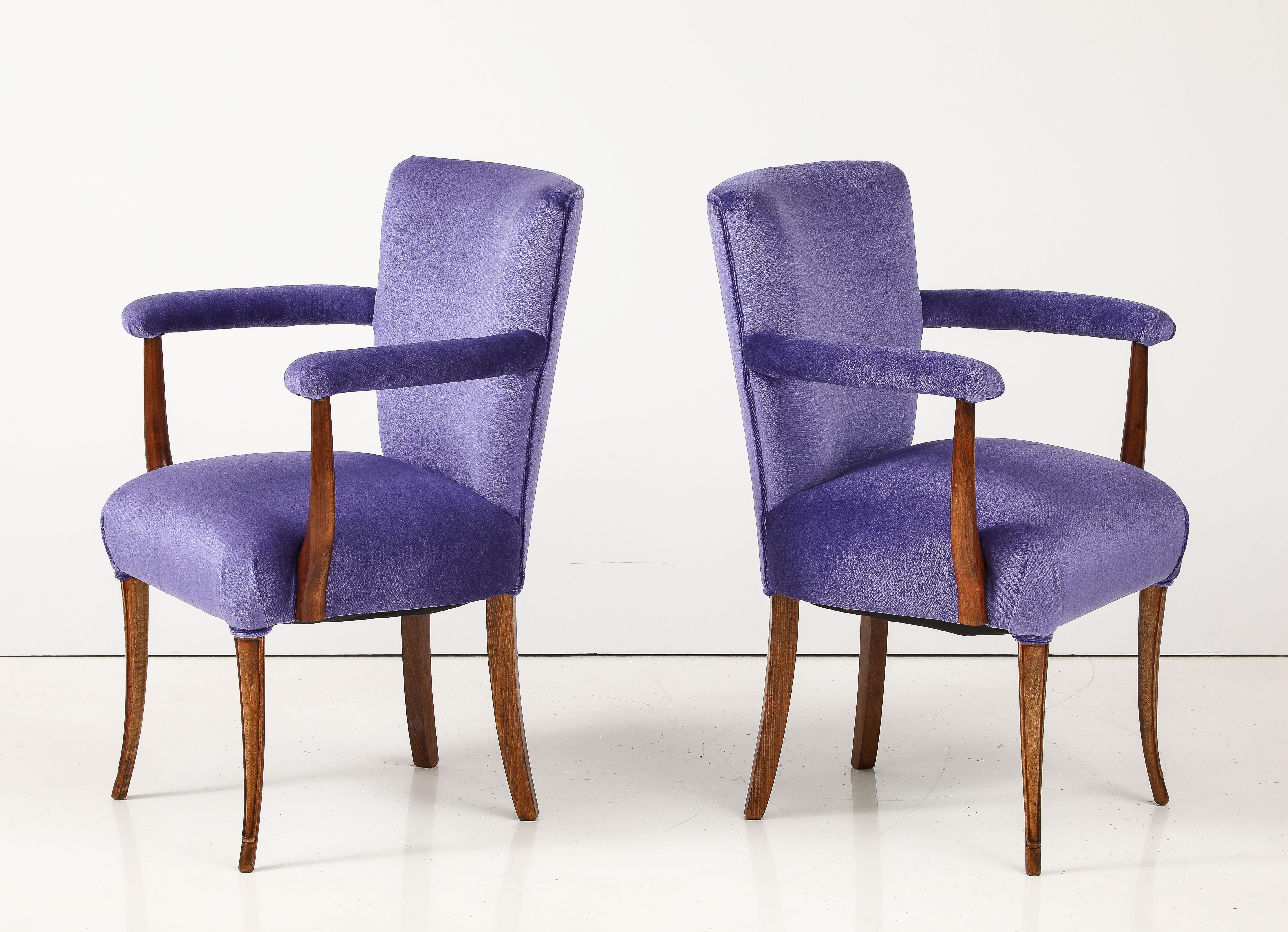 Französische Beistellstühle aus den 1950er Jahren mit Mohair-Polsterung im Angebot 6