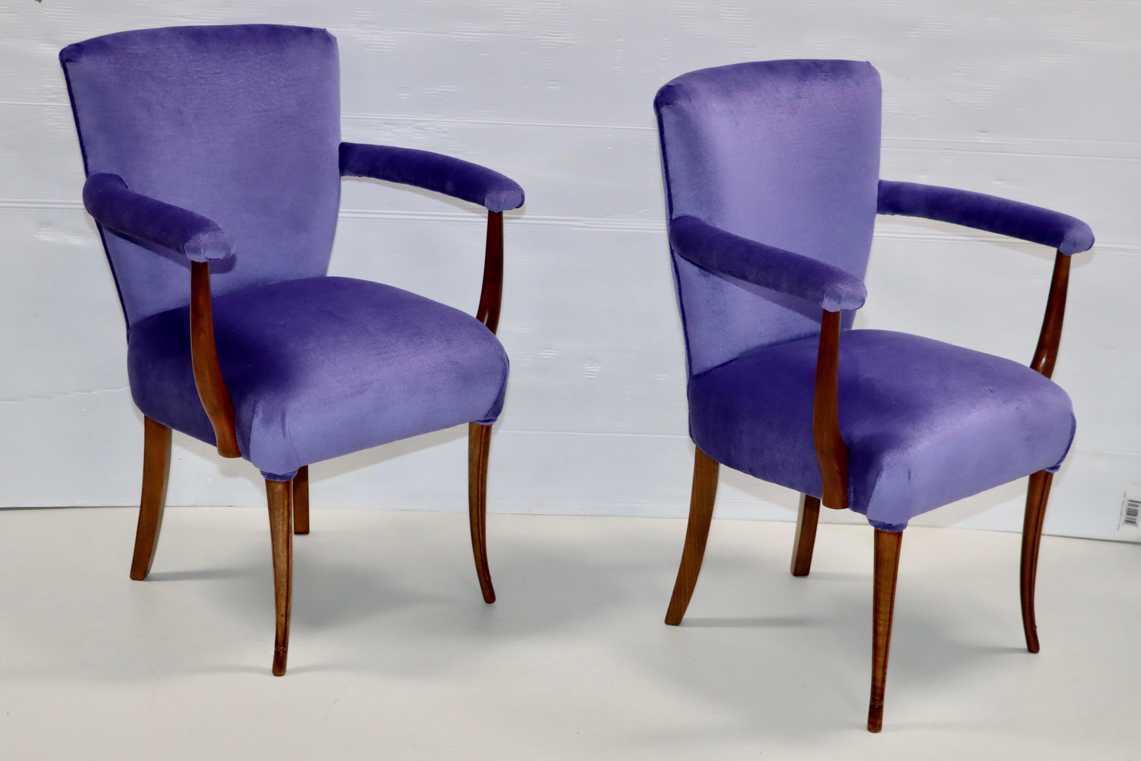 1950's French Side Chairs With Mohair Upholstery In Good Condition For Sale In New York, NY