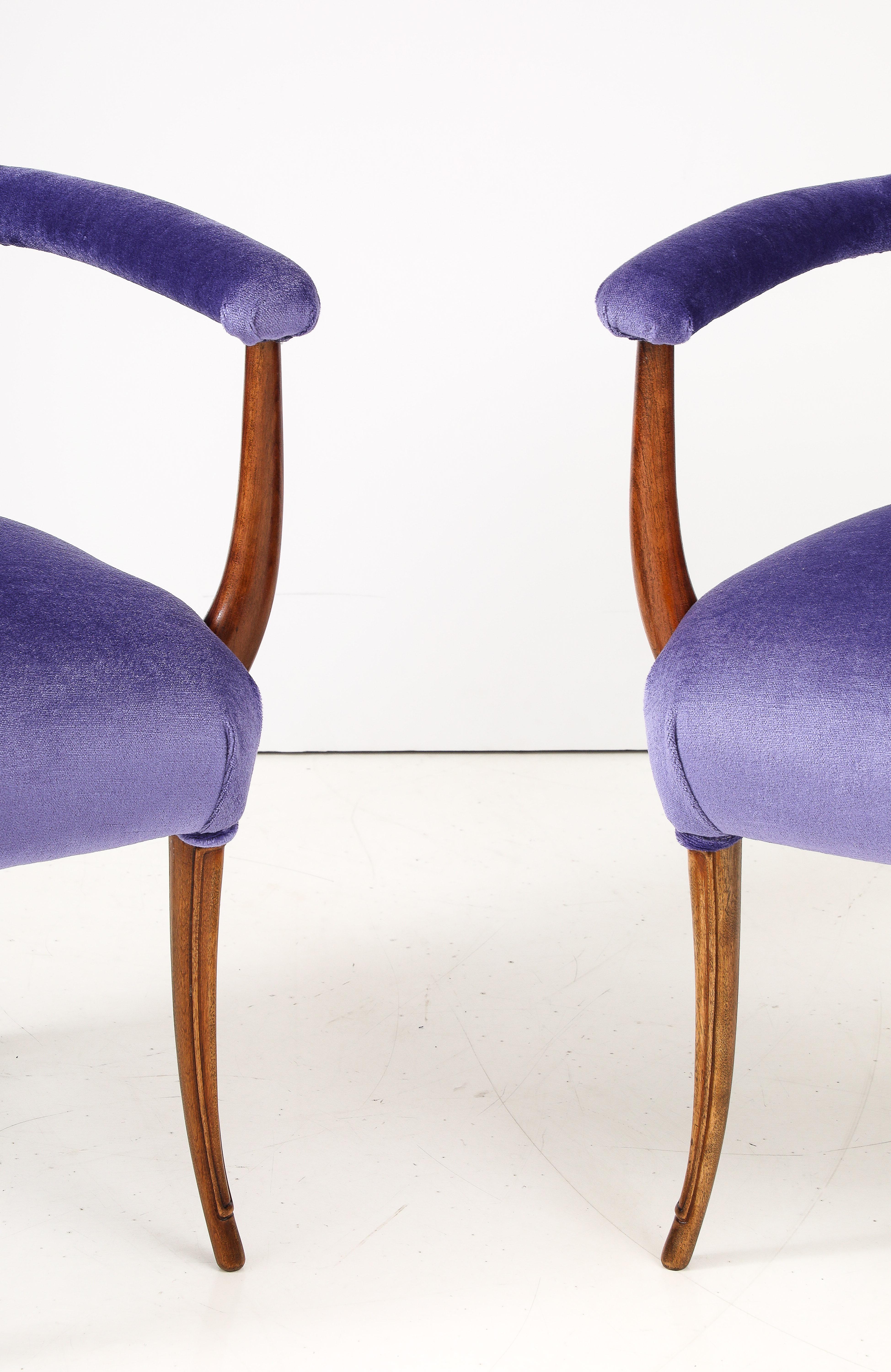 Französische Beistellstühle aus den 1950er Jahren mit Mohair-Polsterung (Mitte des 20. Jahrhunderts) im Angebot