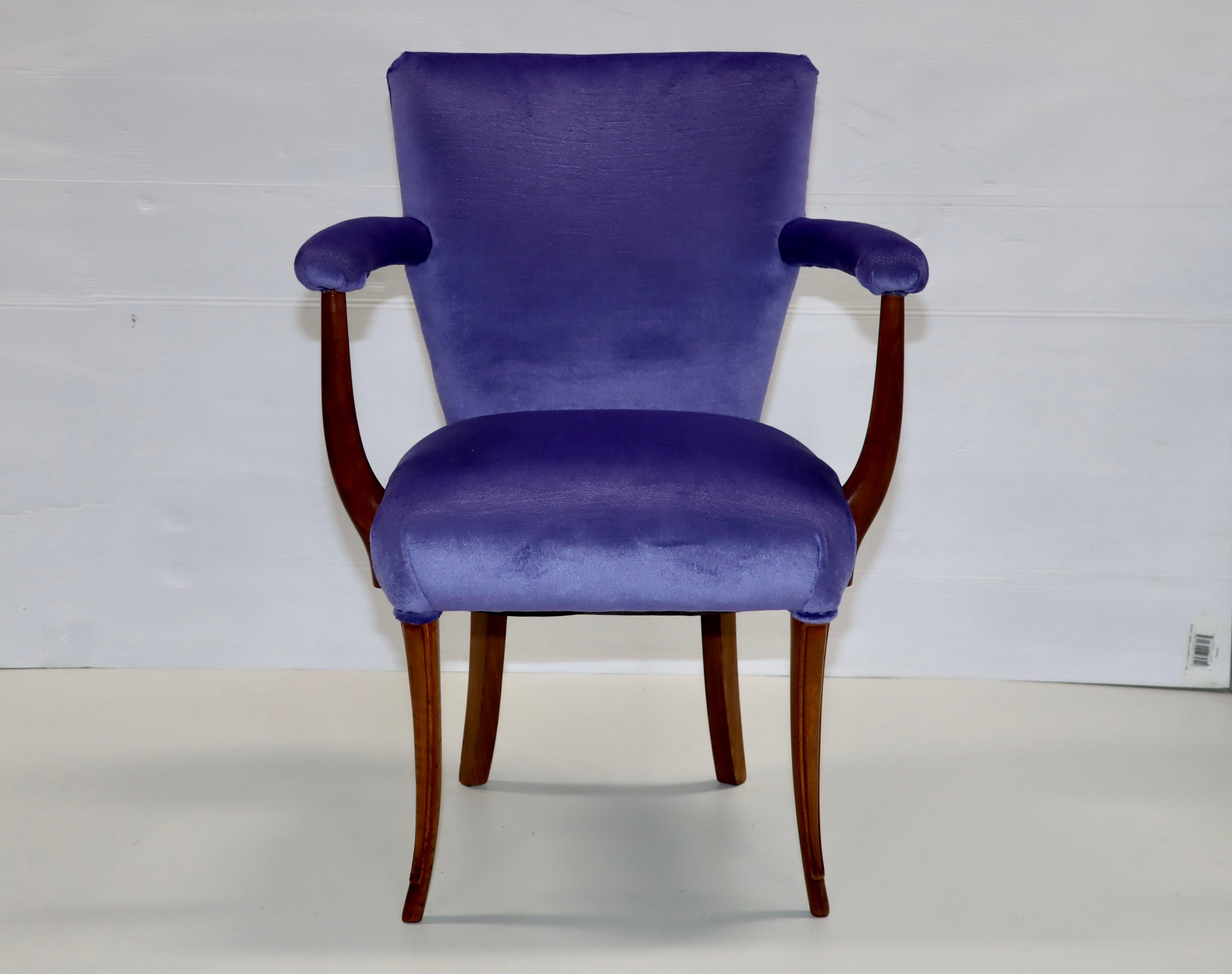 1950's French Side Chairs With Mohair Upholstery For Sale 2