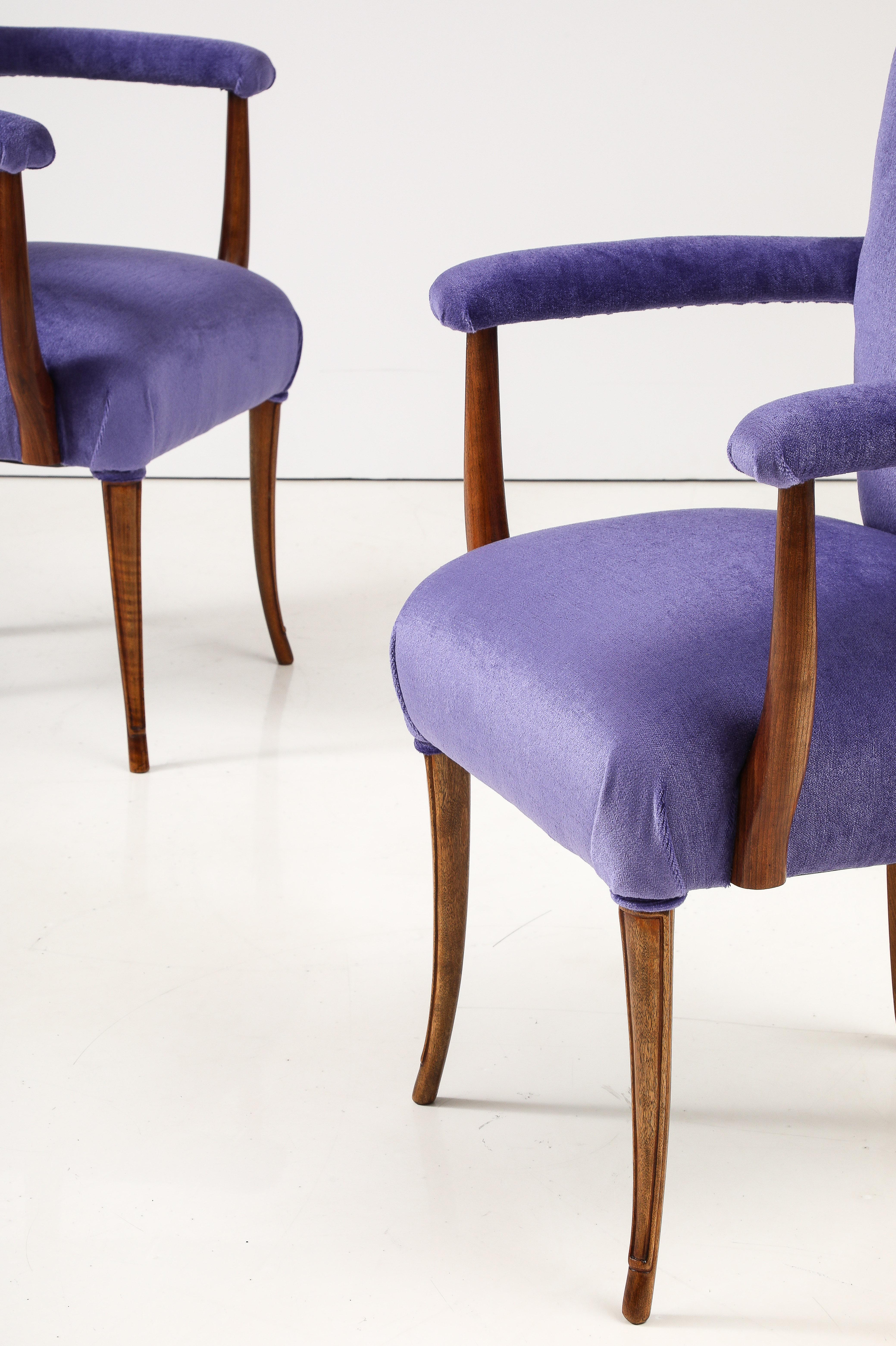 Französische Beistellstühle aus den 1950er Jahren mit Mohair-Polsterung im Angebot 2