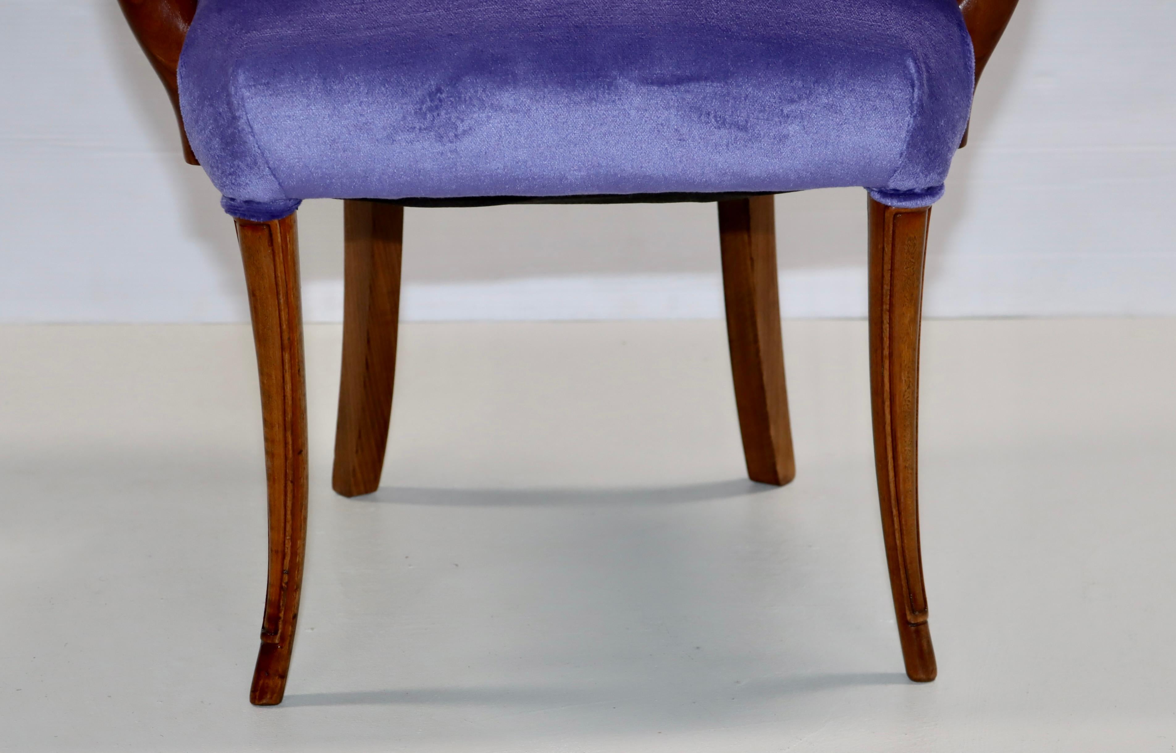 1950's French Side Chairs With Mohair Upholstery For Sale 3
