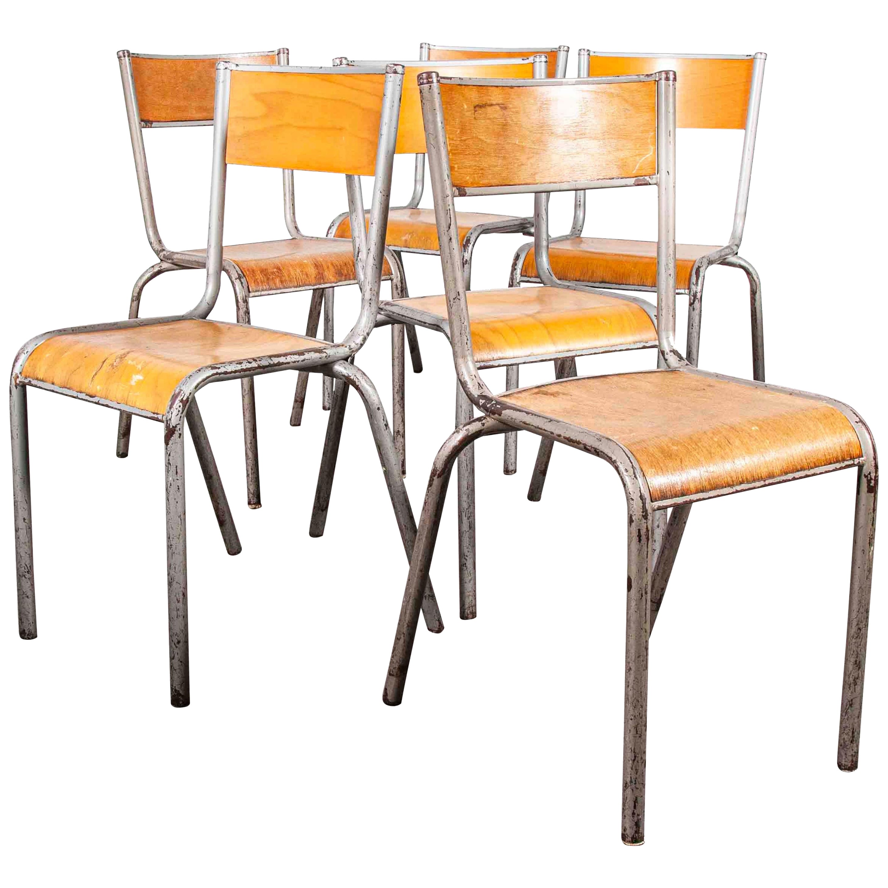 1950s French Silver Mullca Dining Chairs, Set of Six