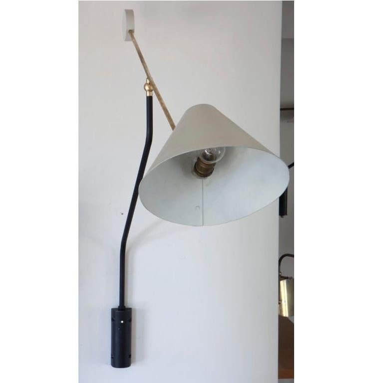 Brass 1950s French Single Arm Wall Lamp by Jean Boris Lacroix